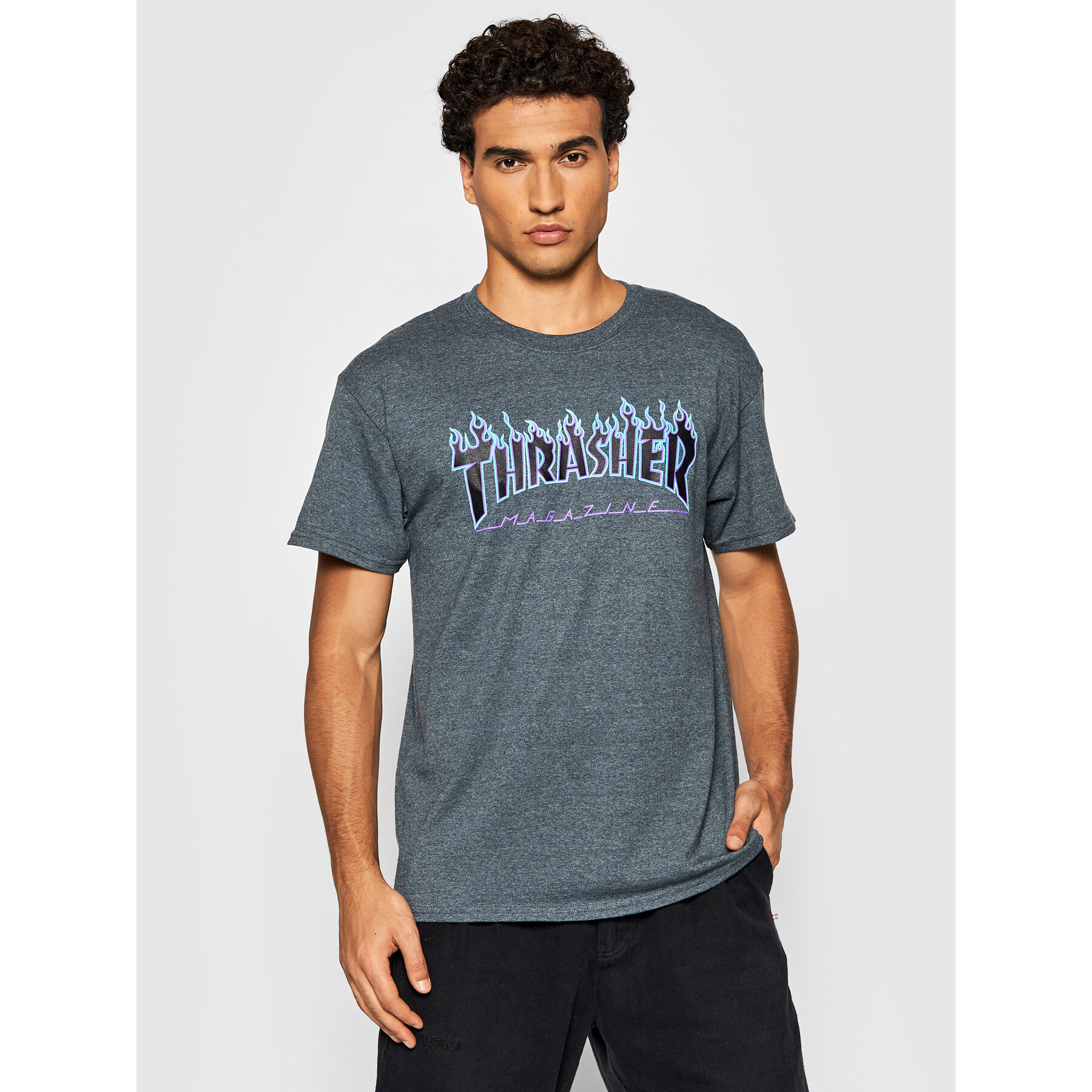Thrasher Thrasher T-Shirt Flame Σκούρο μπλε Regular Fit