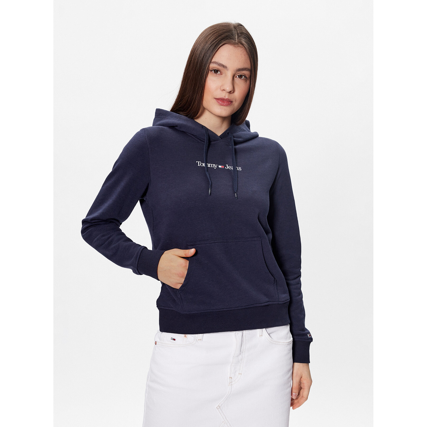 Tommy Jeans Sweatshirt Serif Linear DW0DW15649 Dunkelblau Regular Fit