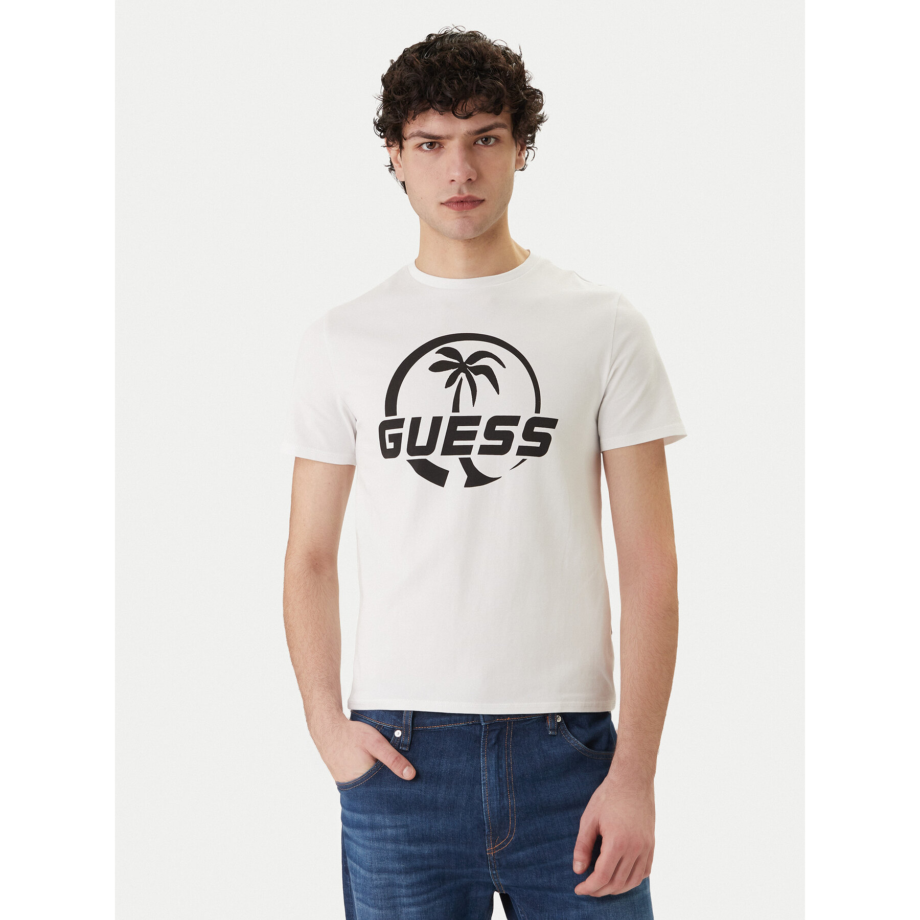 Guess T-Shirt F6GI00 J1314 Weiß Slim Fit