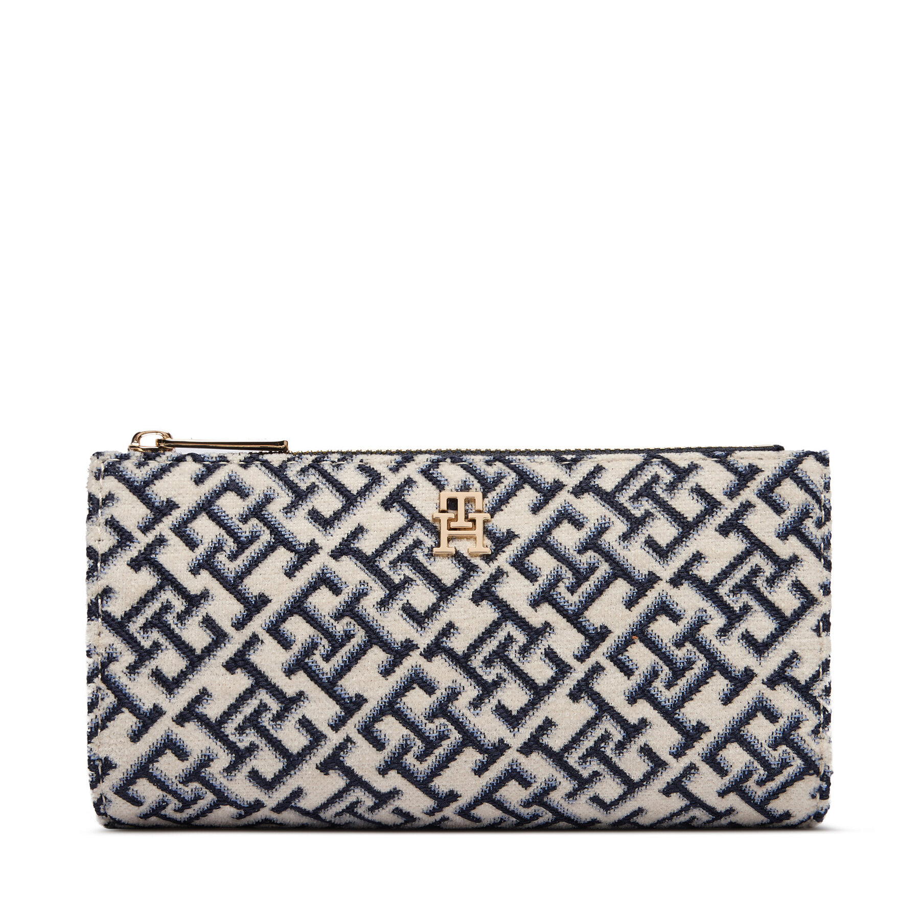 Portofel Tommy Hilfiger Th Icon Long Bifold Jacquard AW0AW19003 Albastru