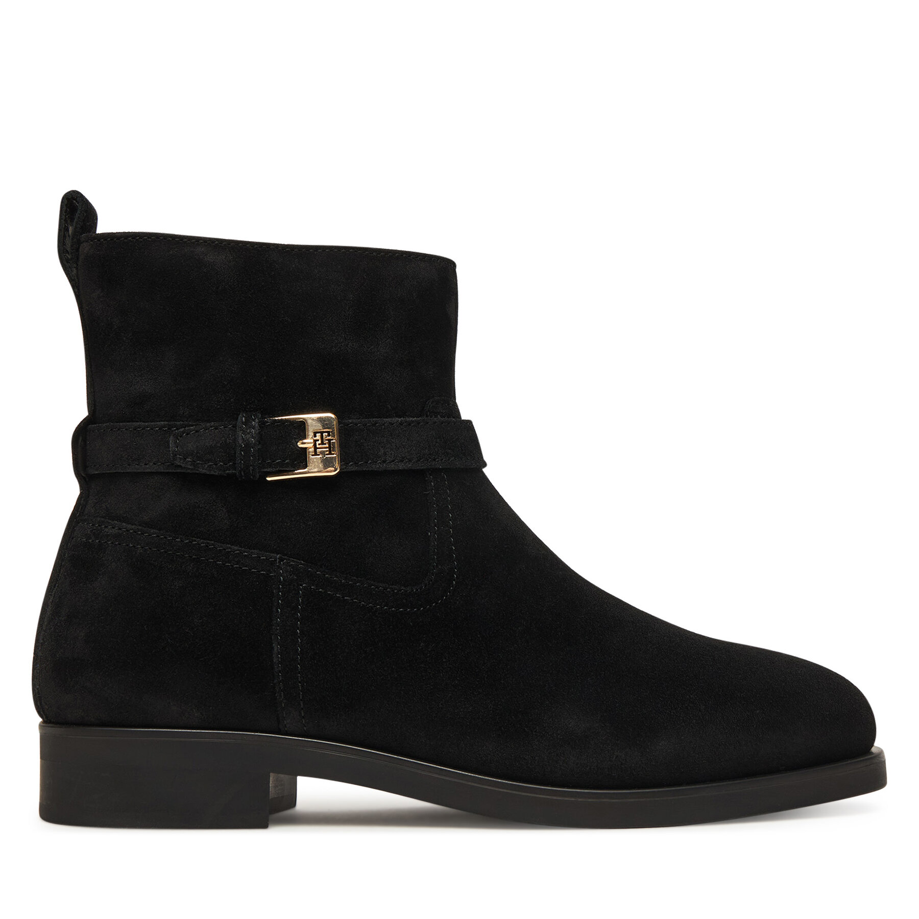 Bokacsizma Tommy Hilfiger Th Buckle Riding Suede Bootie FW0FW09047 Fekete