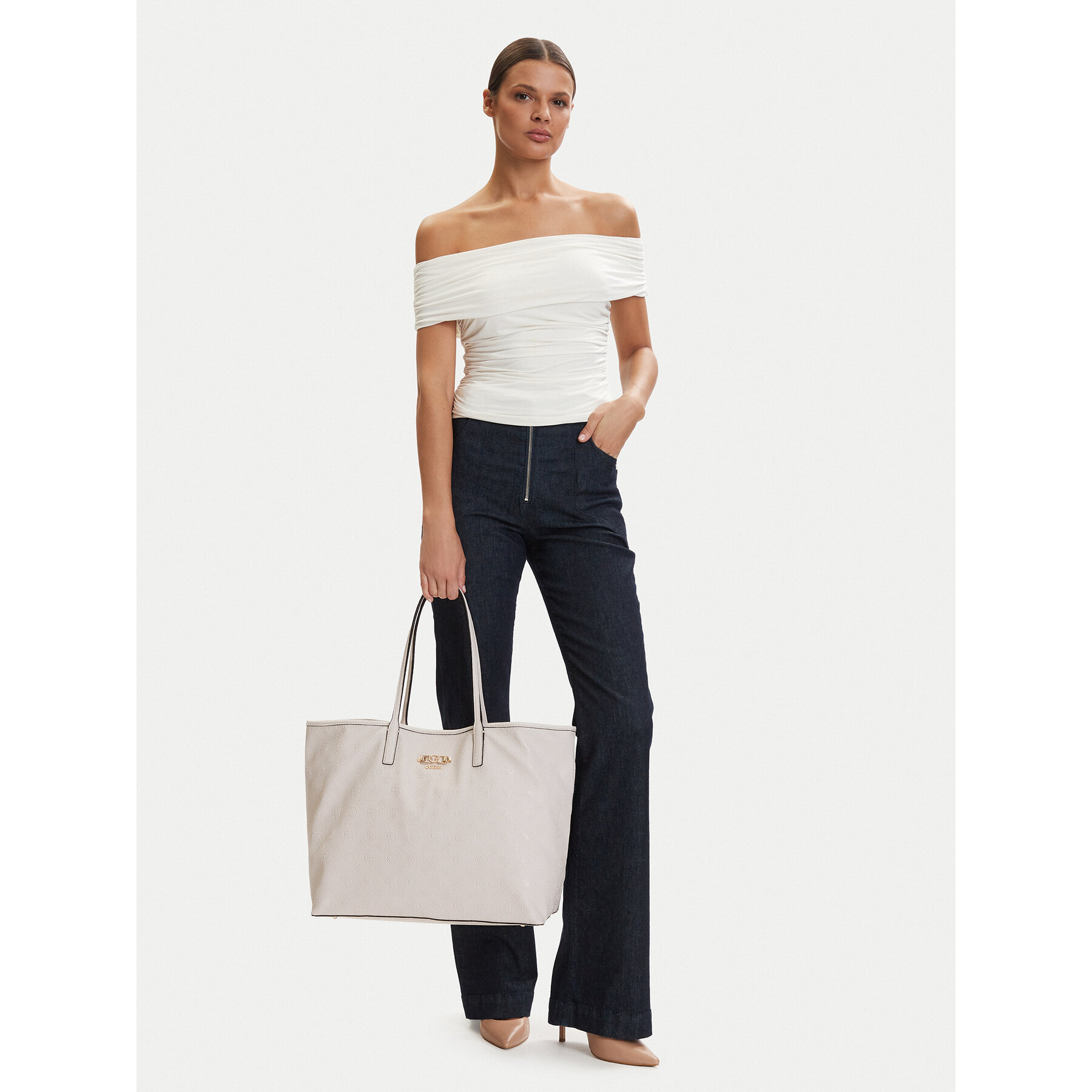Geantă Guess Victtoria HWPD95 14290 Crem