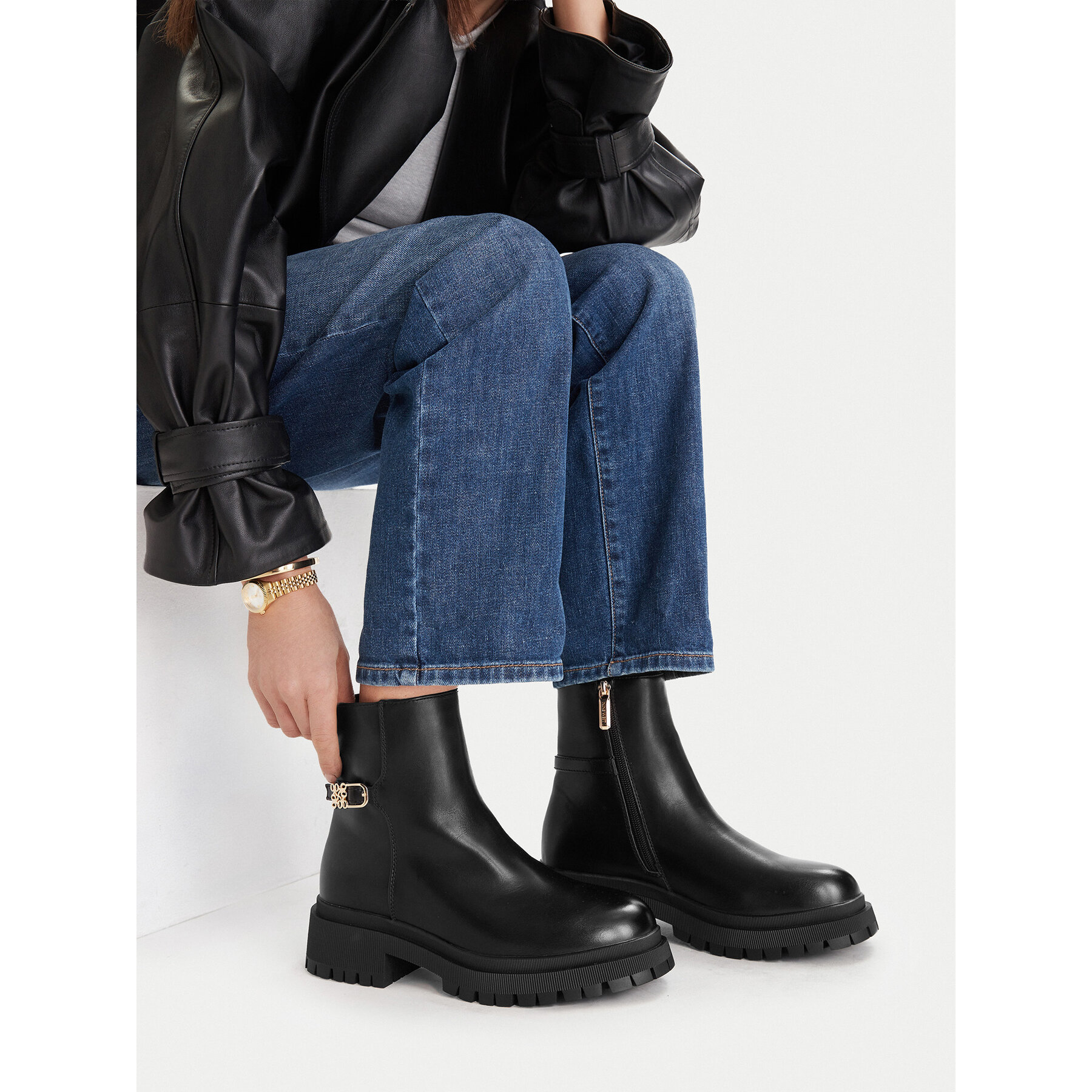 Škornji Nine West CEO-LAYLA-01 Črna