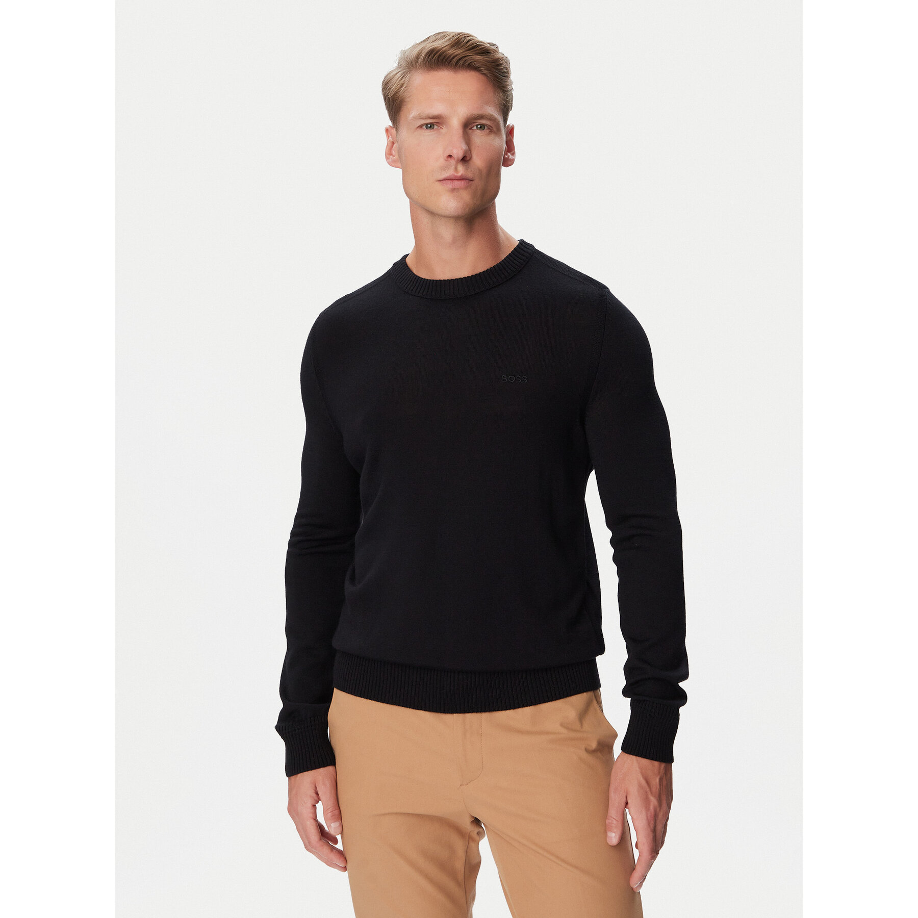BOSS Pullover 50578034 Schwarz Regular Fit