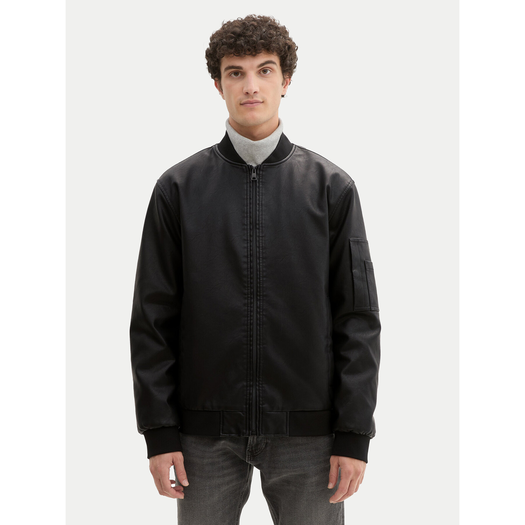 Tom Tailor Denim Jacke aus Kunstleder 1041780 Schwarz Regular Fit