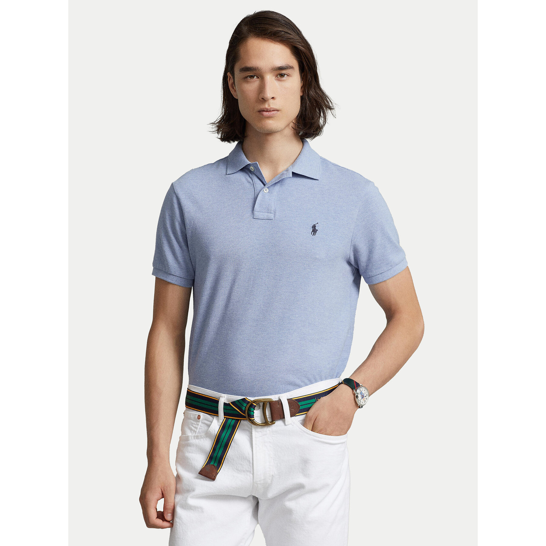 Polo Ralph Lauren Polo majica 710666998007 Modra Custom Slim Fit