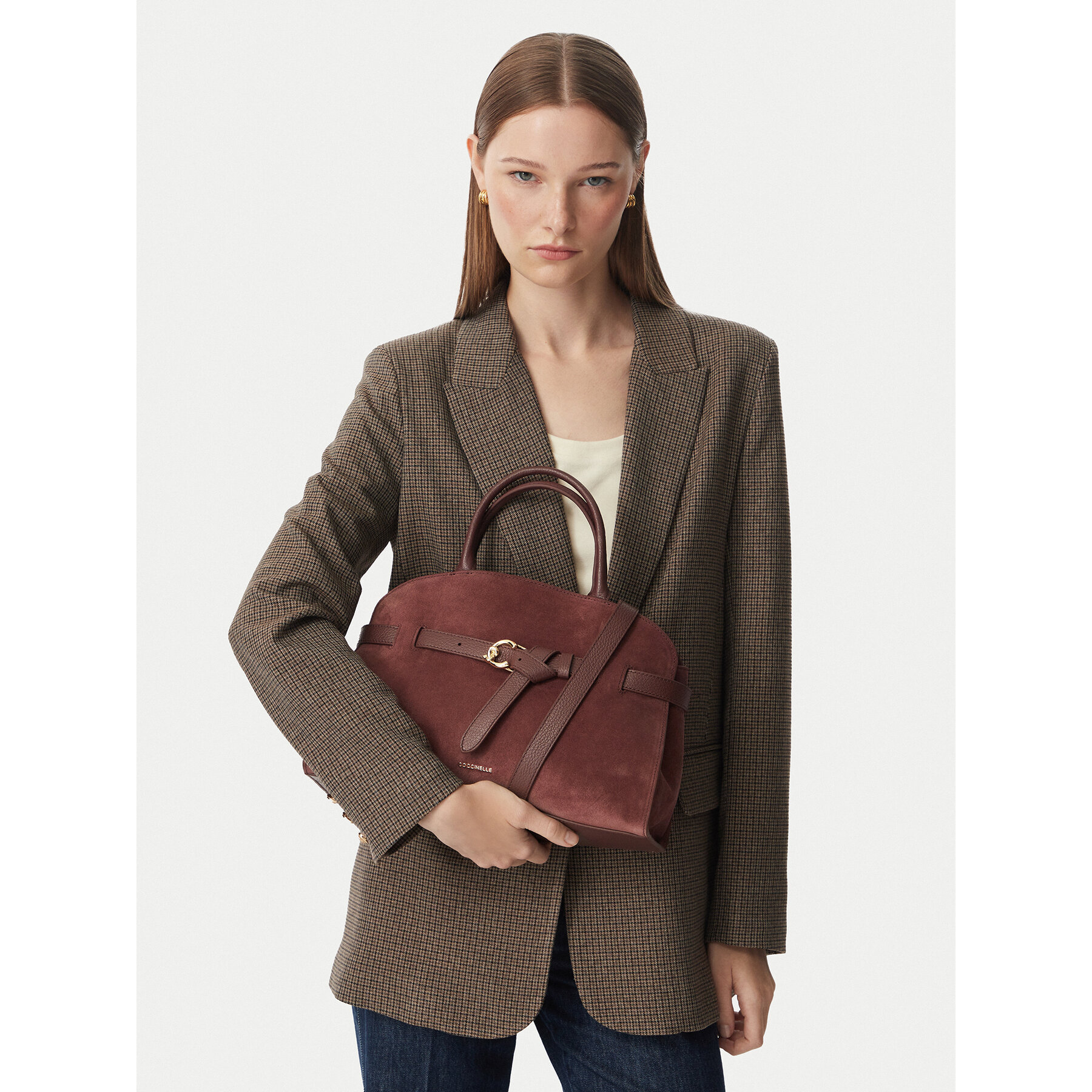 Geantă Coccinelle TLB Coccinellesabine Suede Bi E1 TLB 18 04 01 Vișiniu