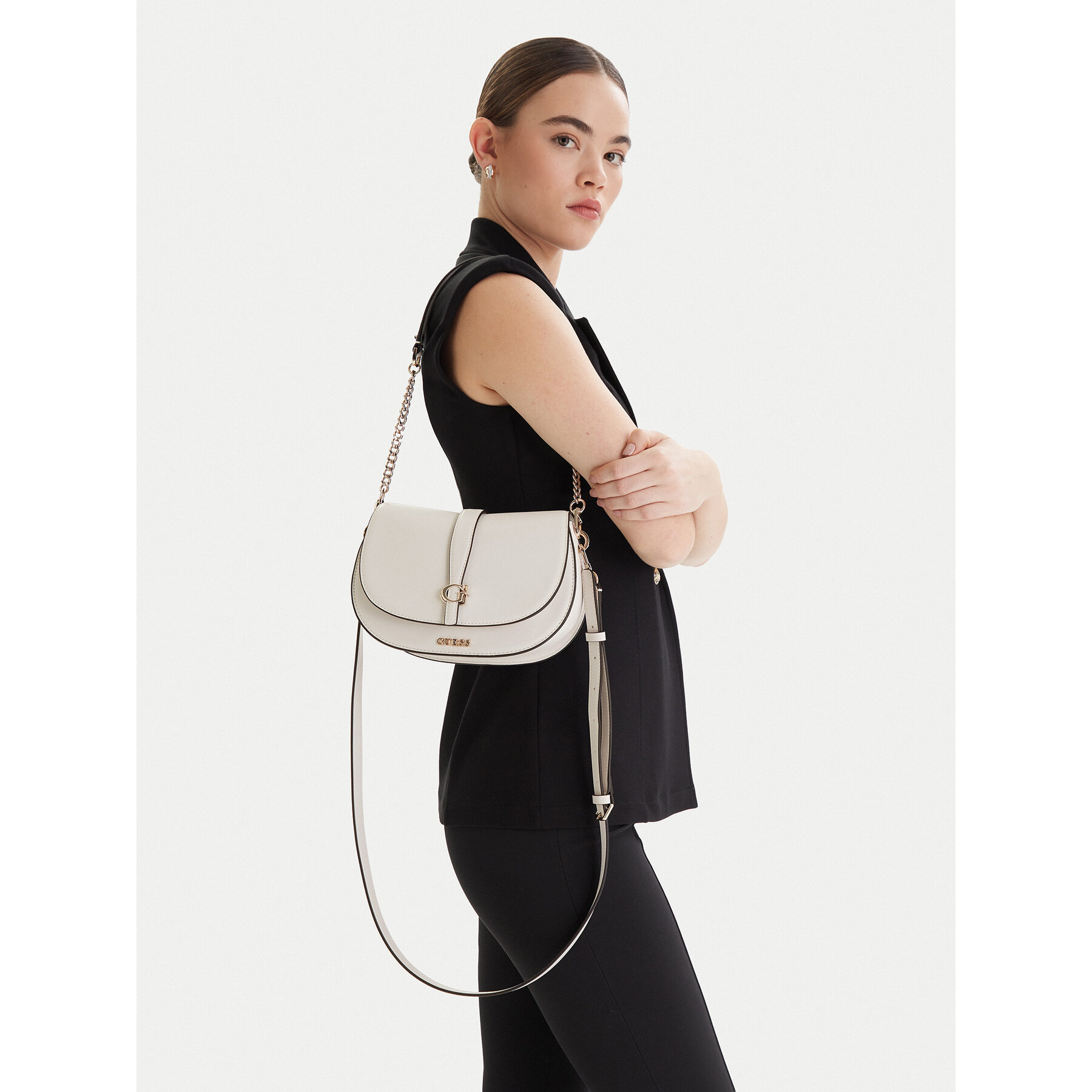 Ročna torba Guess Carrie HWVG98 96200 Écru