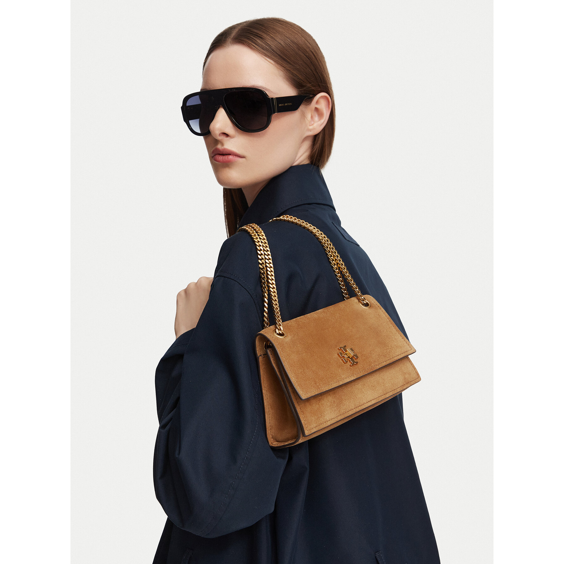 Geantă Tory Burch Kira Turnlock Suede Mini Bag 178150 Maro