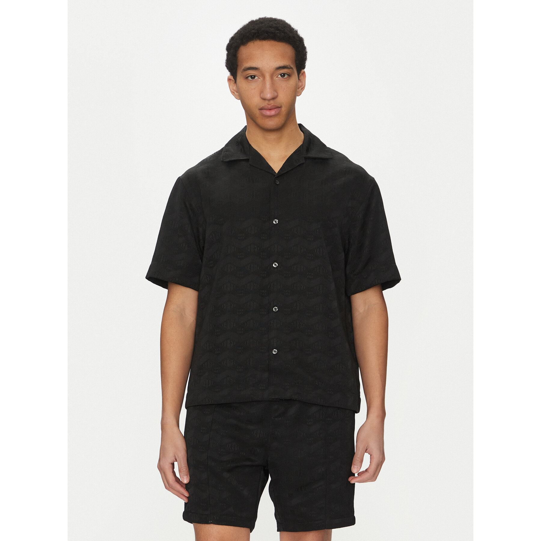 HUGO Hemd Espino 50539288 Schwarz Oversize