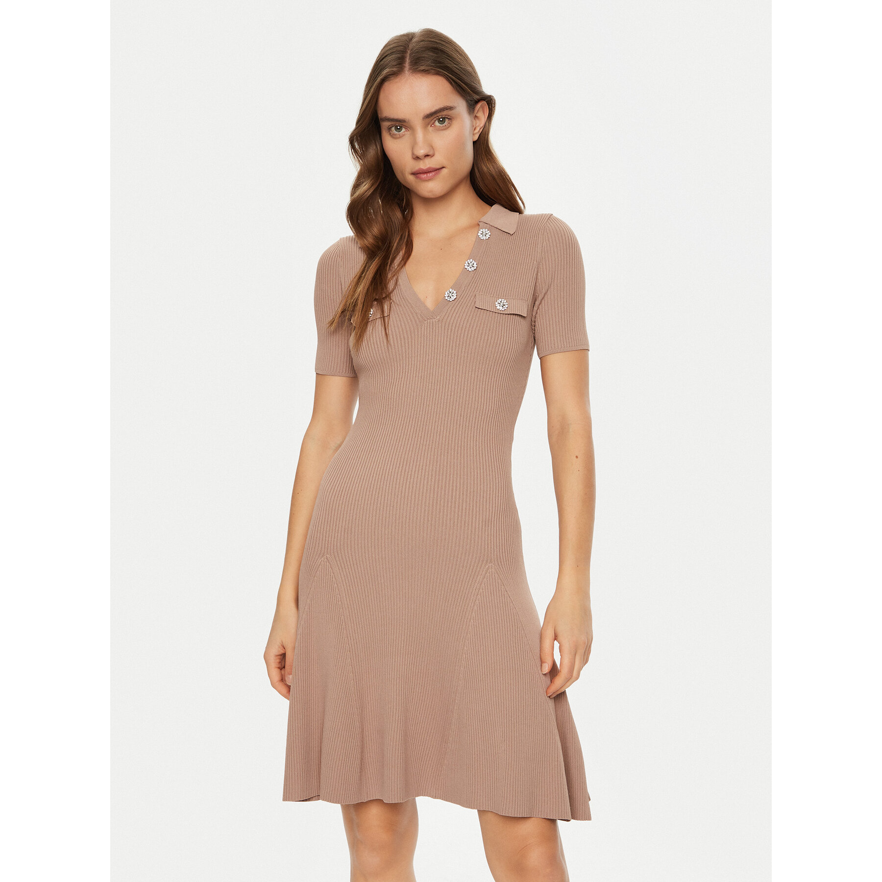 Guess Strickkleid W5RK18 Z2U00 Beige Regular Fit