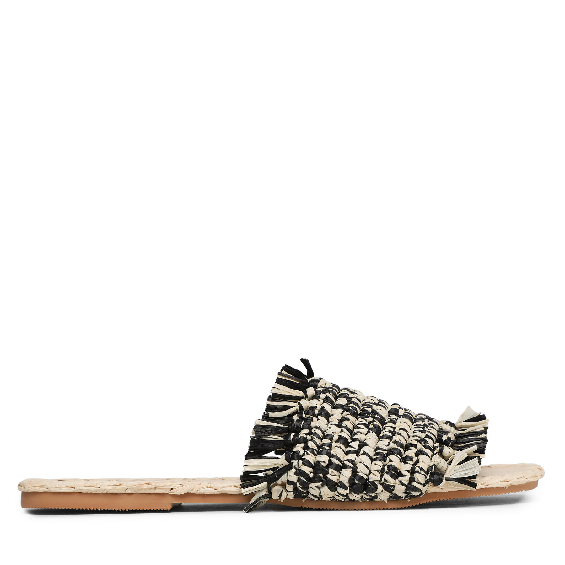 Chanclas Manebi Fringed Knots Raffia Leather Sandals V 3.4 Y0 Negro
