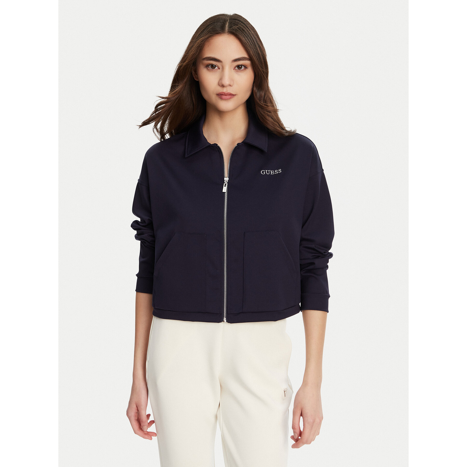 Guess Sweatshirt V5YL08 KCX42 Dunkelblau Regular Fit