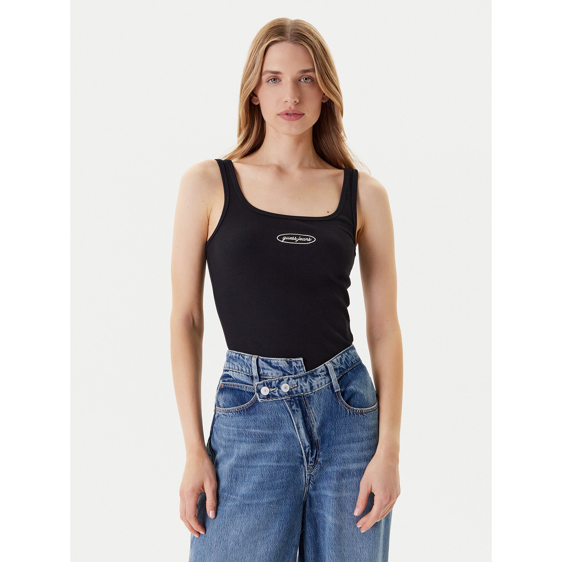 Guess Jeans Felső W5YP35 KA0H1 Fekete Regular Fit