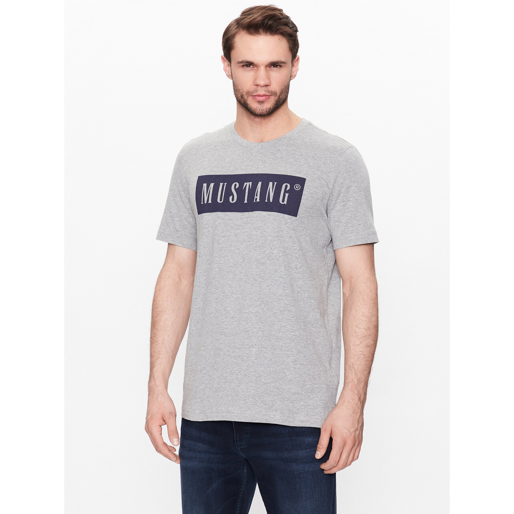 Mustang T-Shirt Alex 1013223 Γκρι Regular Fit