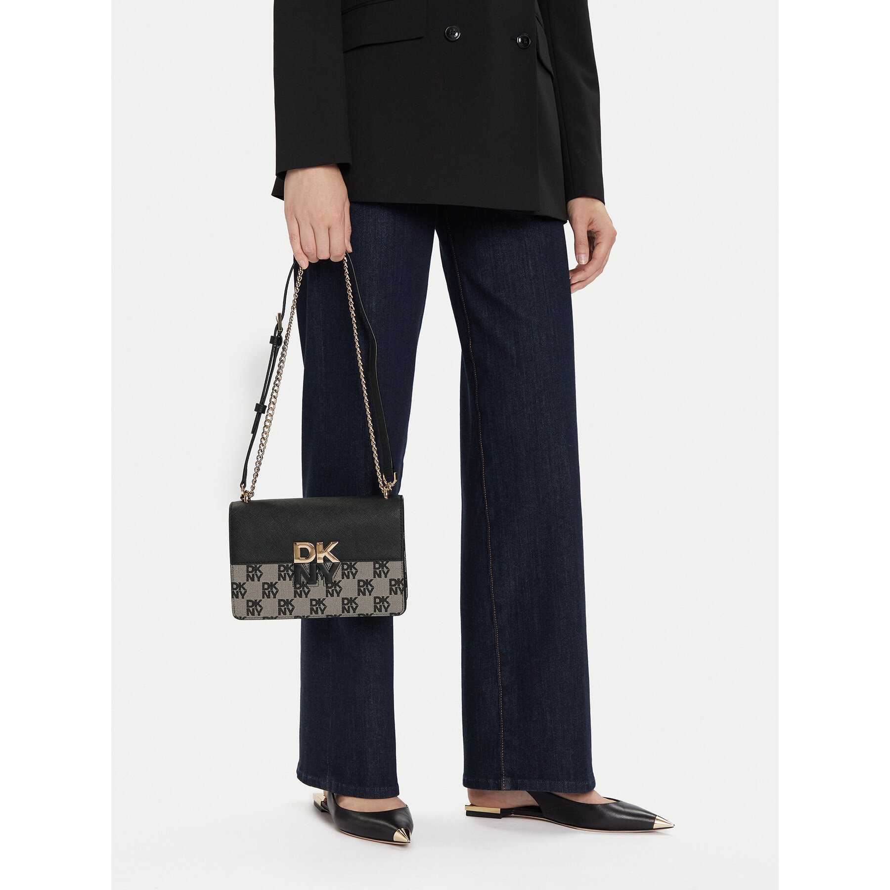 Geantă DKNY Echo Sm Chain Flap R423YE31 Negru