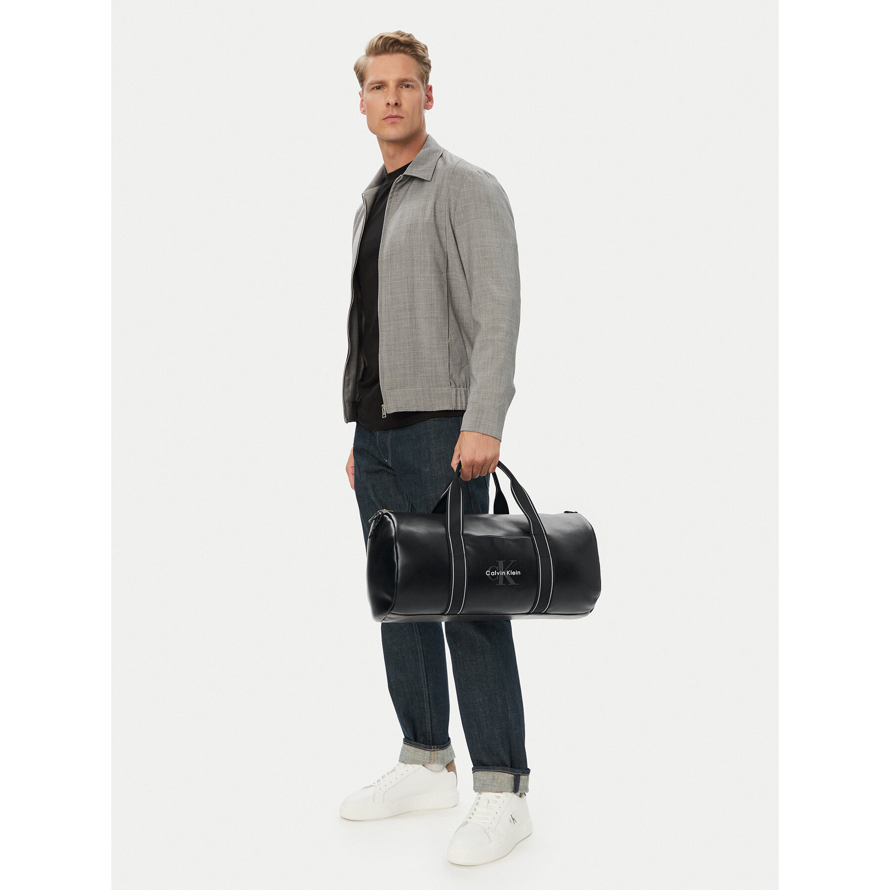 Torbica Calvin Klein Bold Logo Webbing Weekender LV04D3461G Črna