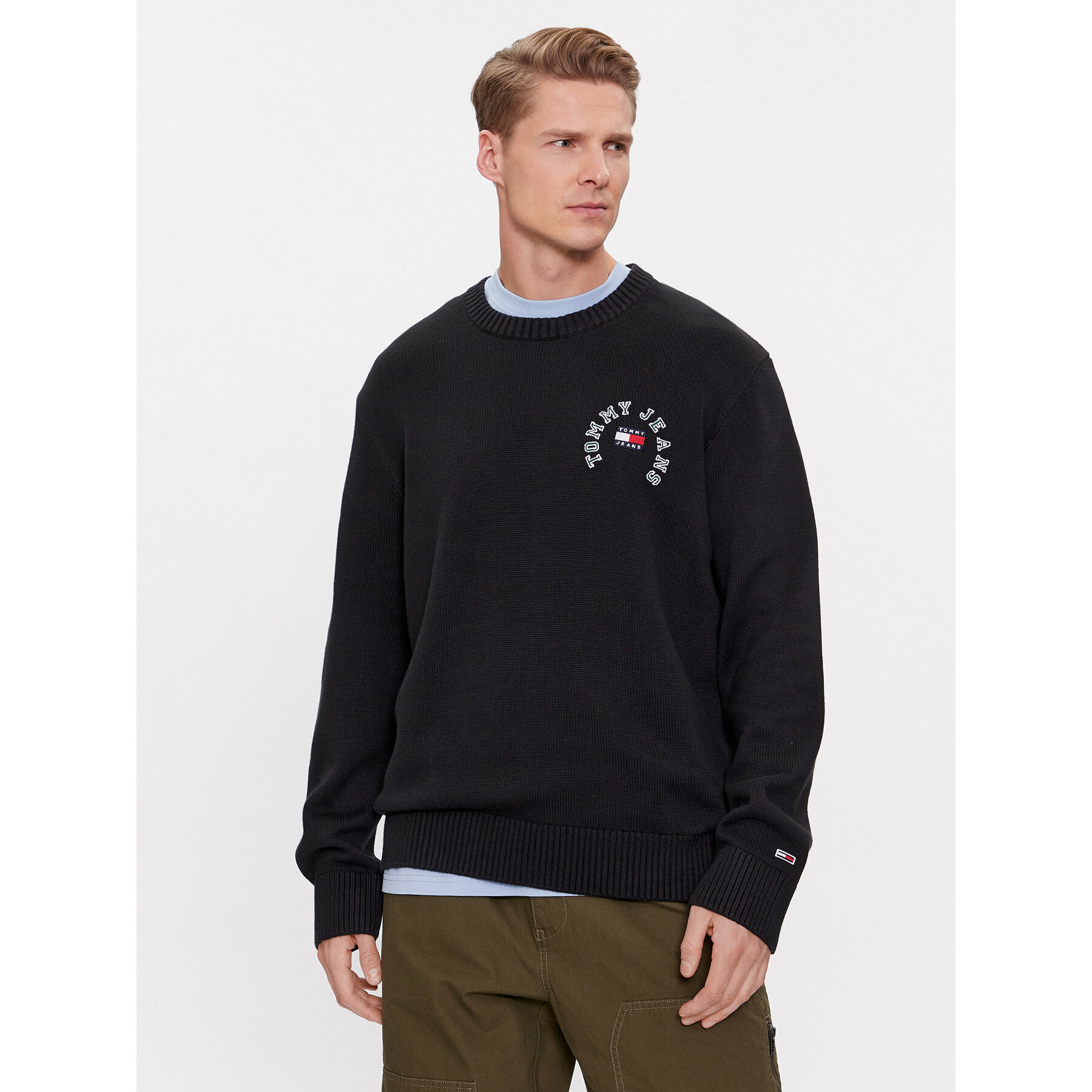 Tommy Jeans Pullover Arched Graphic DM0DM16784 Schwarz Relaxed Fit
