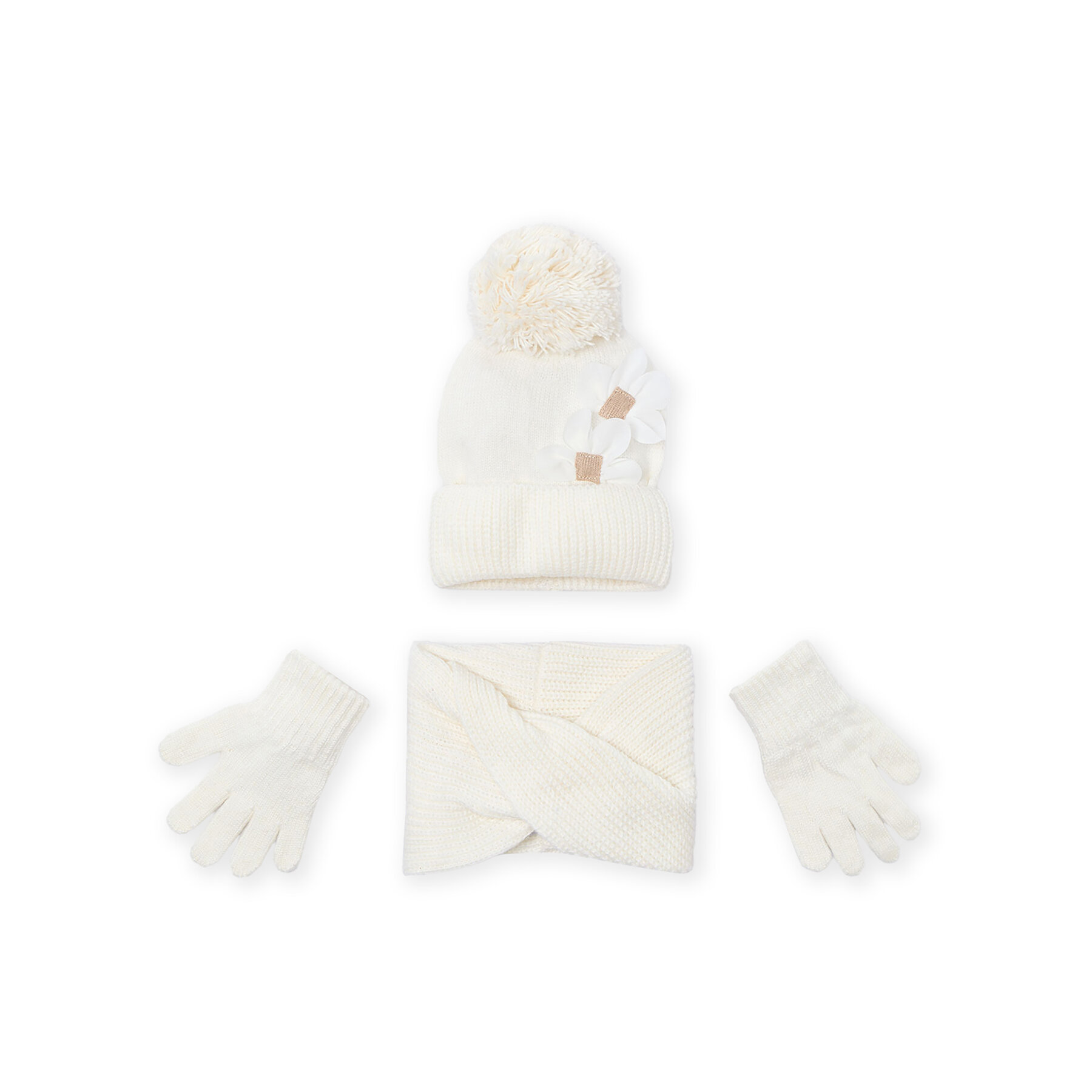 Completo cappello, scaldacollo e guanti Mayoral 10071 Écru