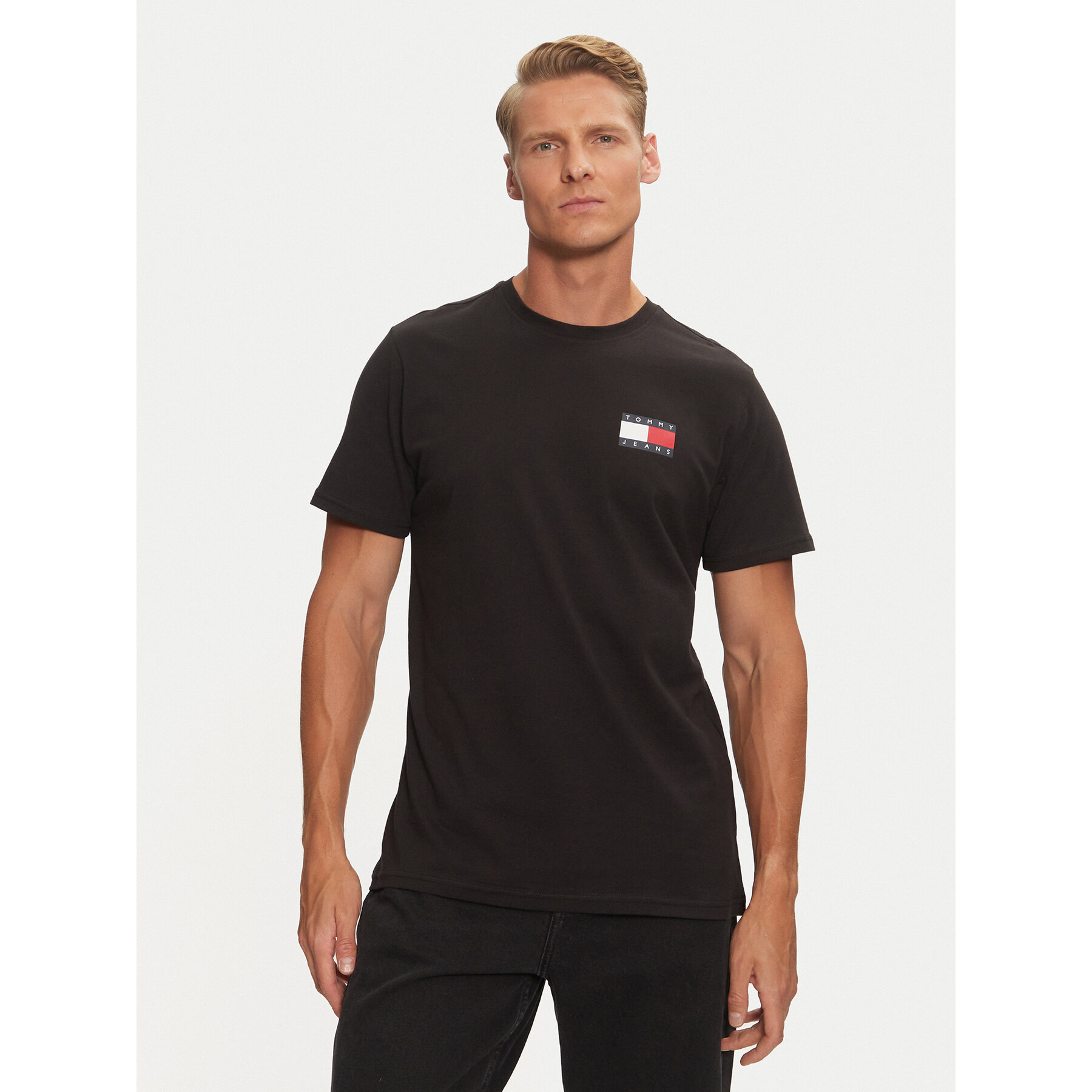 Tommy Jeans T-shirt Essential Flag DM0DM20740 Nero Slim Fit