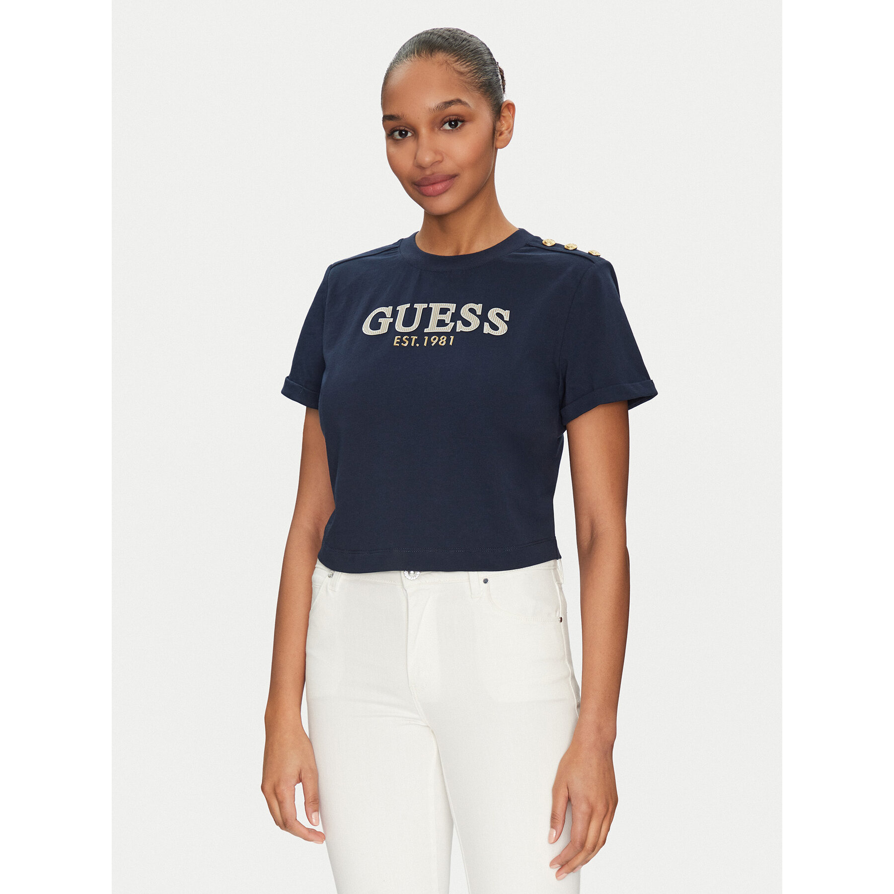 Guess T-Shirt W5GI15 K8FQ4 Blu Scuro Regular Fit