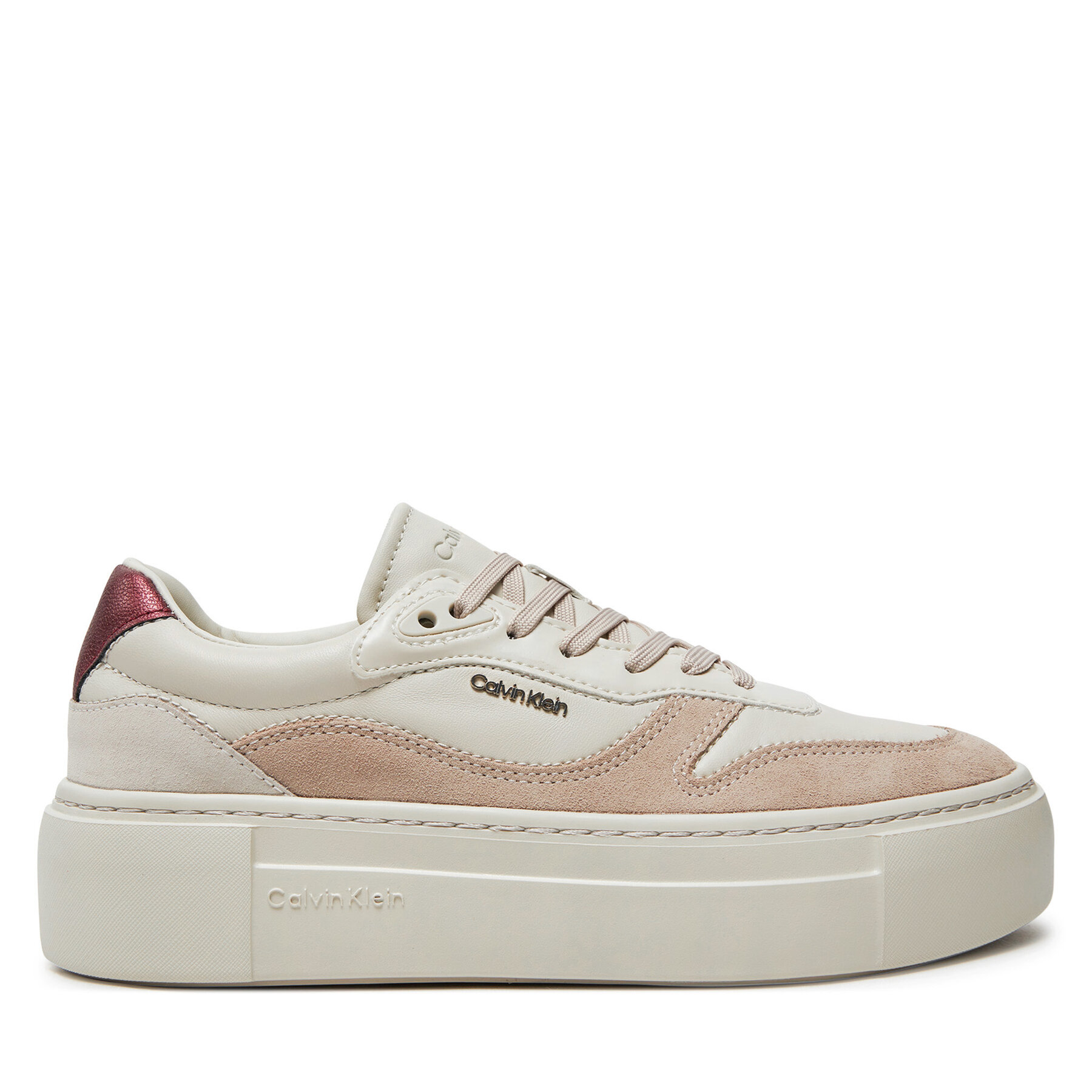 Sneakersy Calvin Klein Ff Cupsole Lace Up W/Ml Mix M HW0HW02125 Béžová