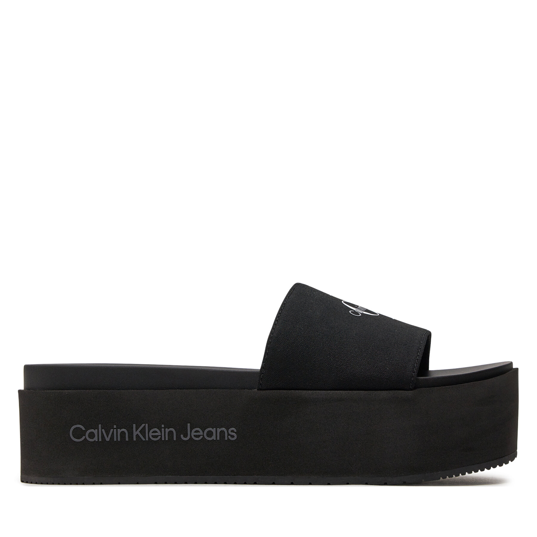 Damskie Klapki Calvin Klein Jeans, Rozmiar 37 Czarny Flatform Sandal Met YW0YW01036