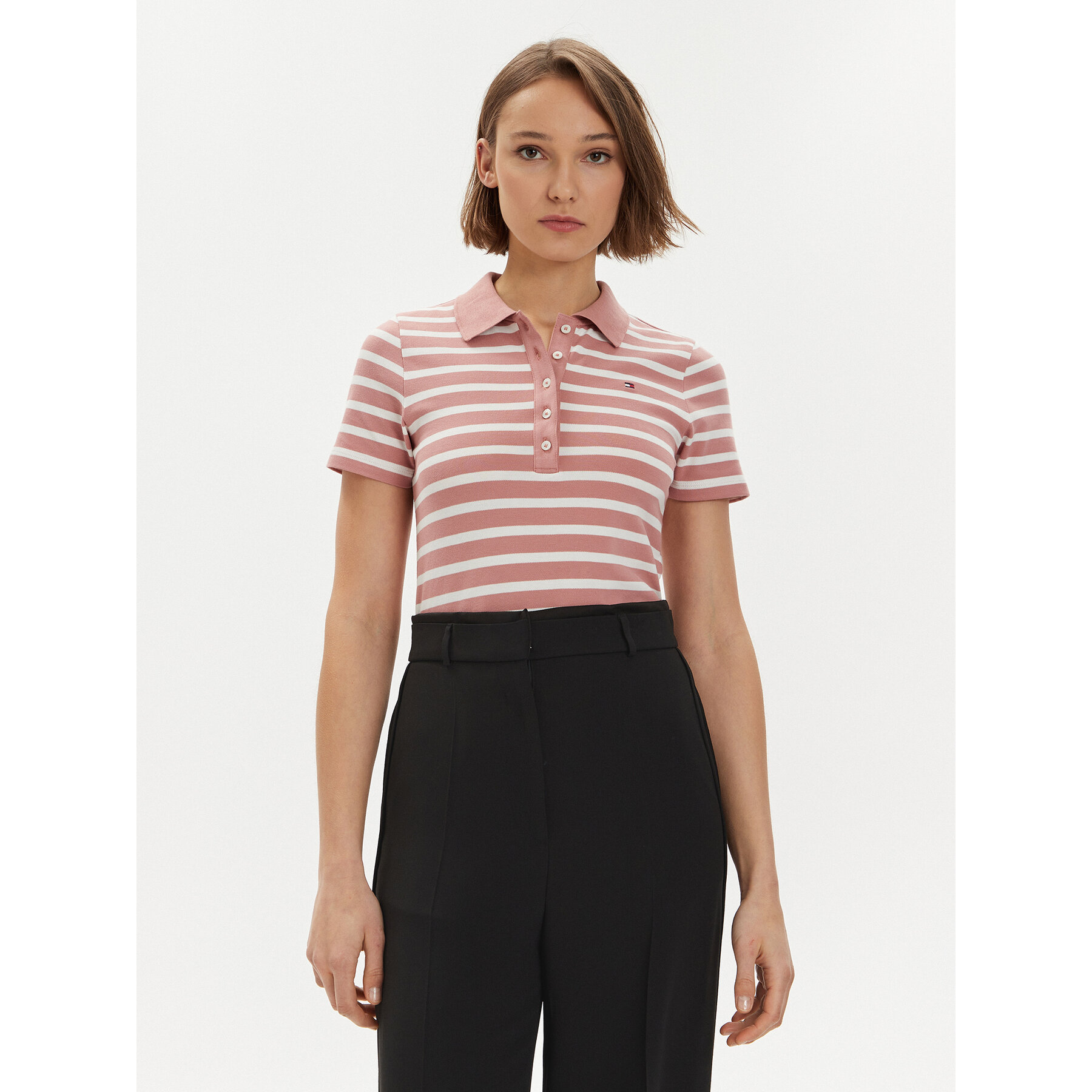 Tommy Hilfiger Polo 1985 WW0WW39530 Ροζ Slim Fit