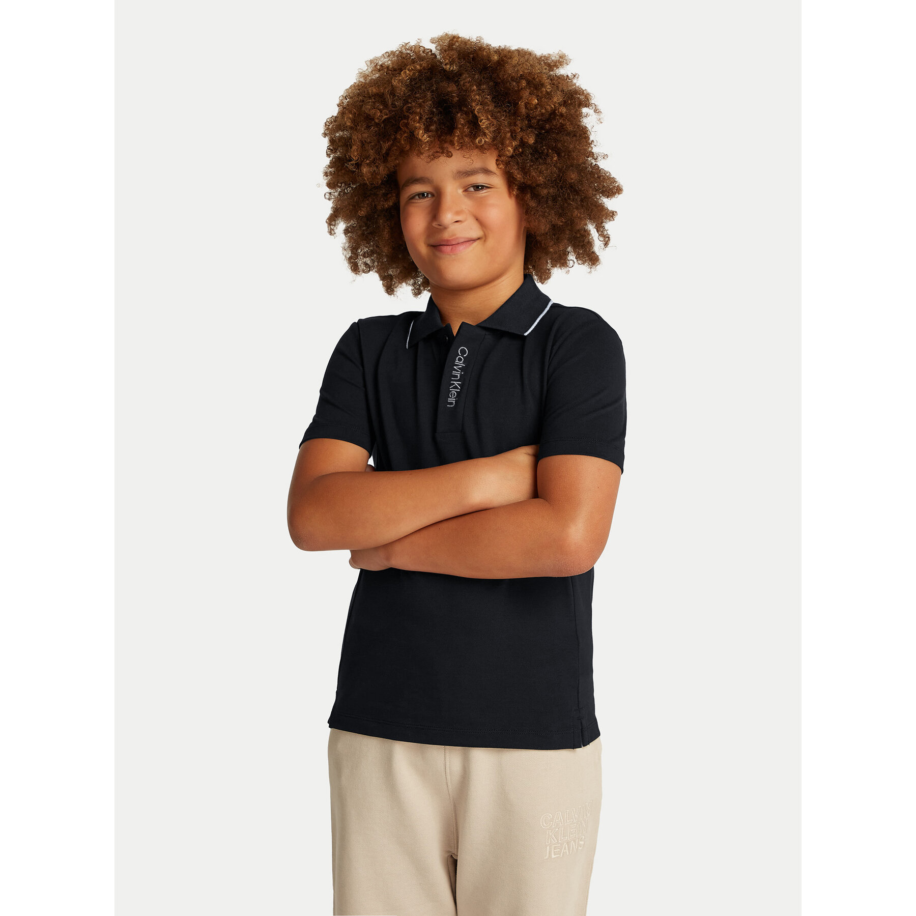 Calvin Klein Jeans Polo Embro Logo IB0IB02370 Crna Regular Fit