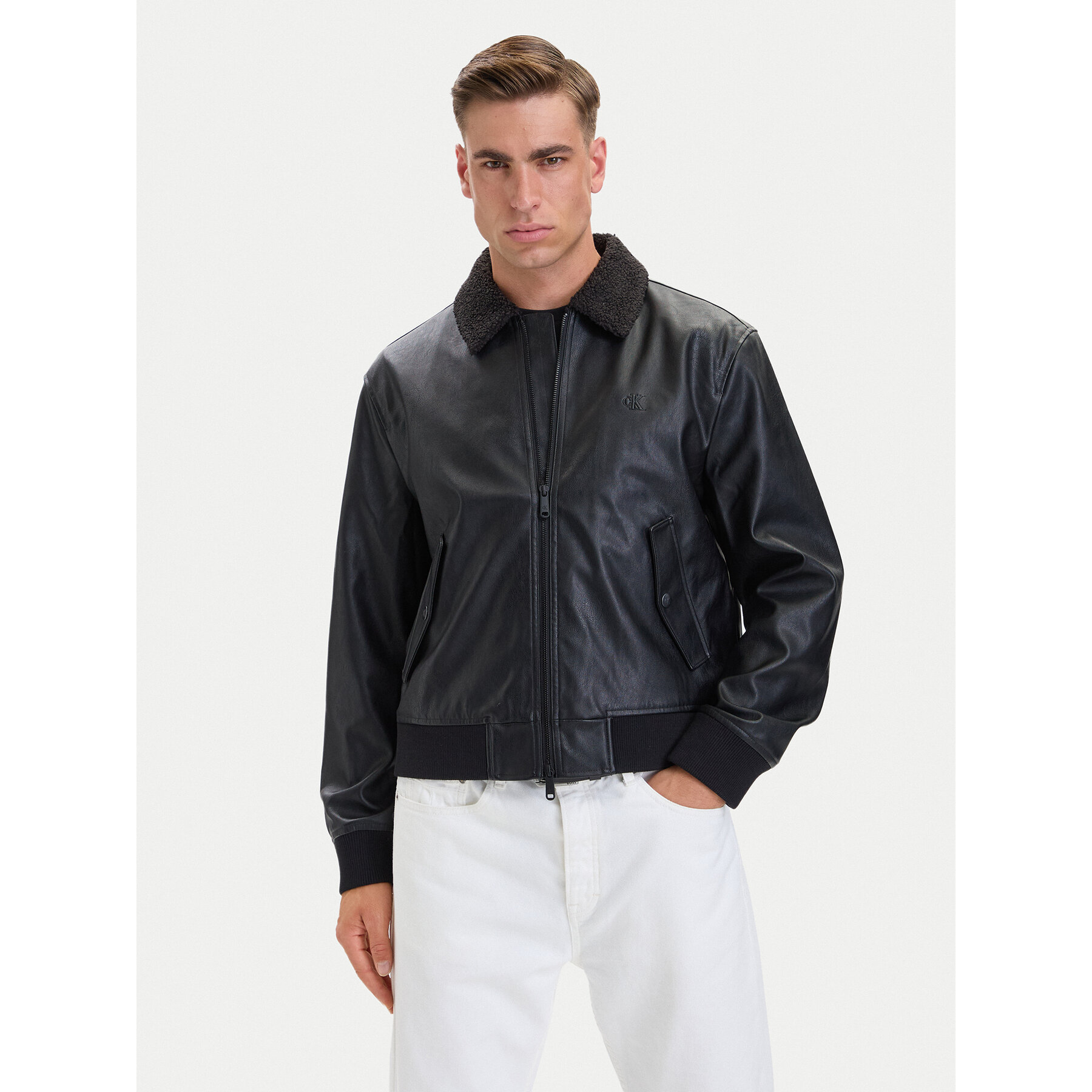Calvin Klein Jeans Jacke aus Kunstleder LV04RH402G Schwarz Regular Fit
