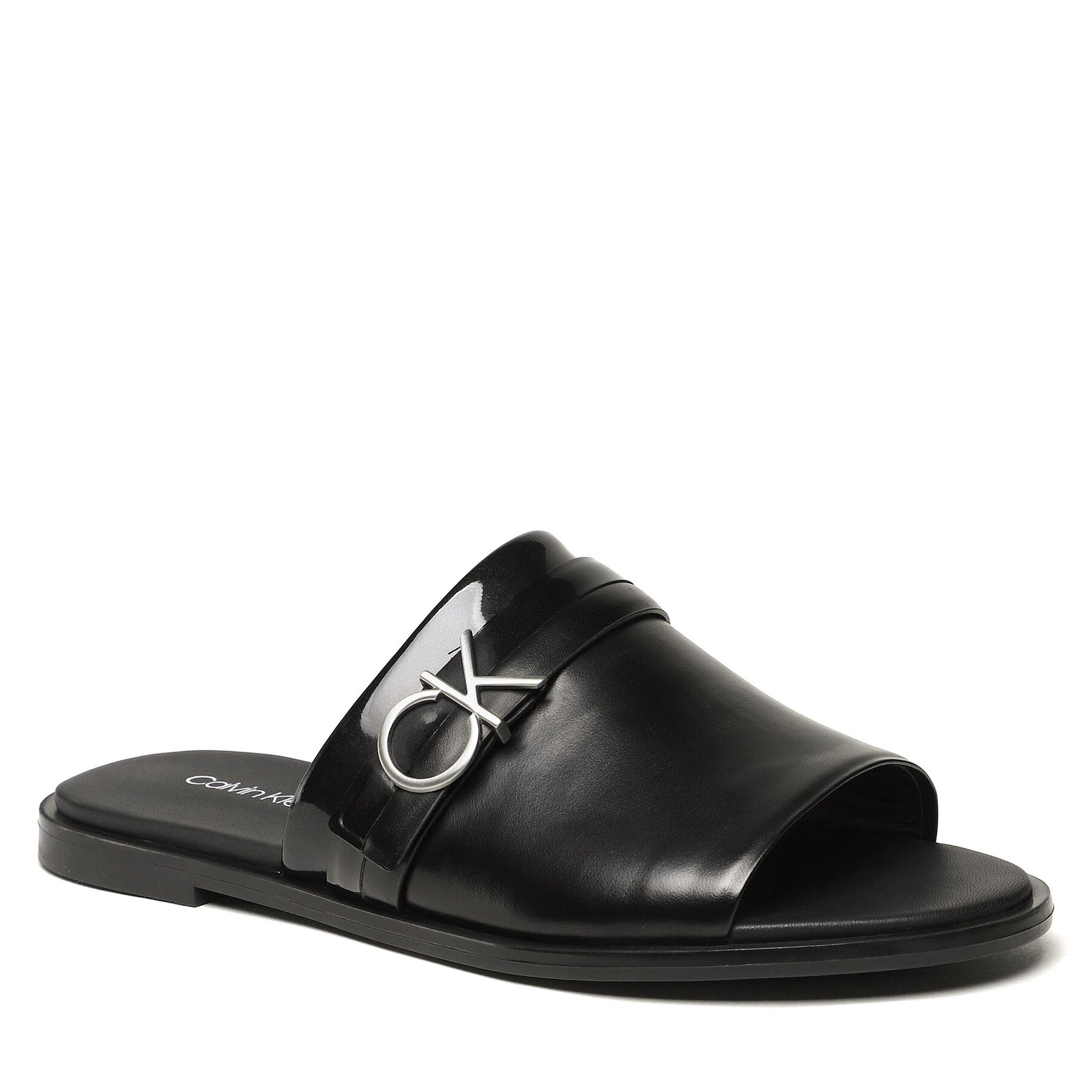 Șlapi Calvin Klein Almond Slide Sandal W/Hw HW0HW01604 Ck Black BEH Almond imagine super redus 2022