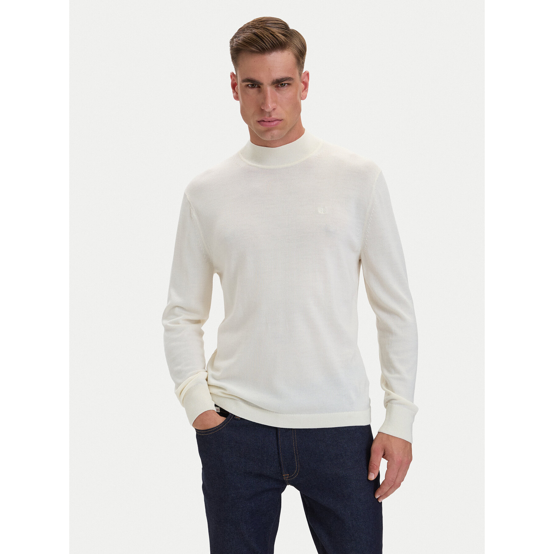 Calvin Klein Rollkragenpullover LV04LE309G Creme Regular Fit