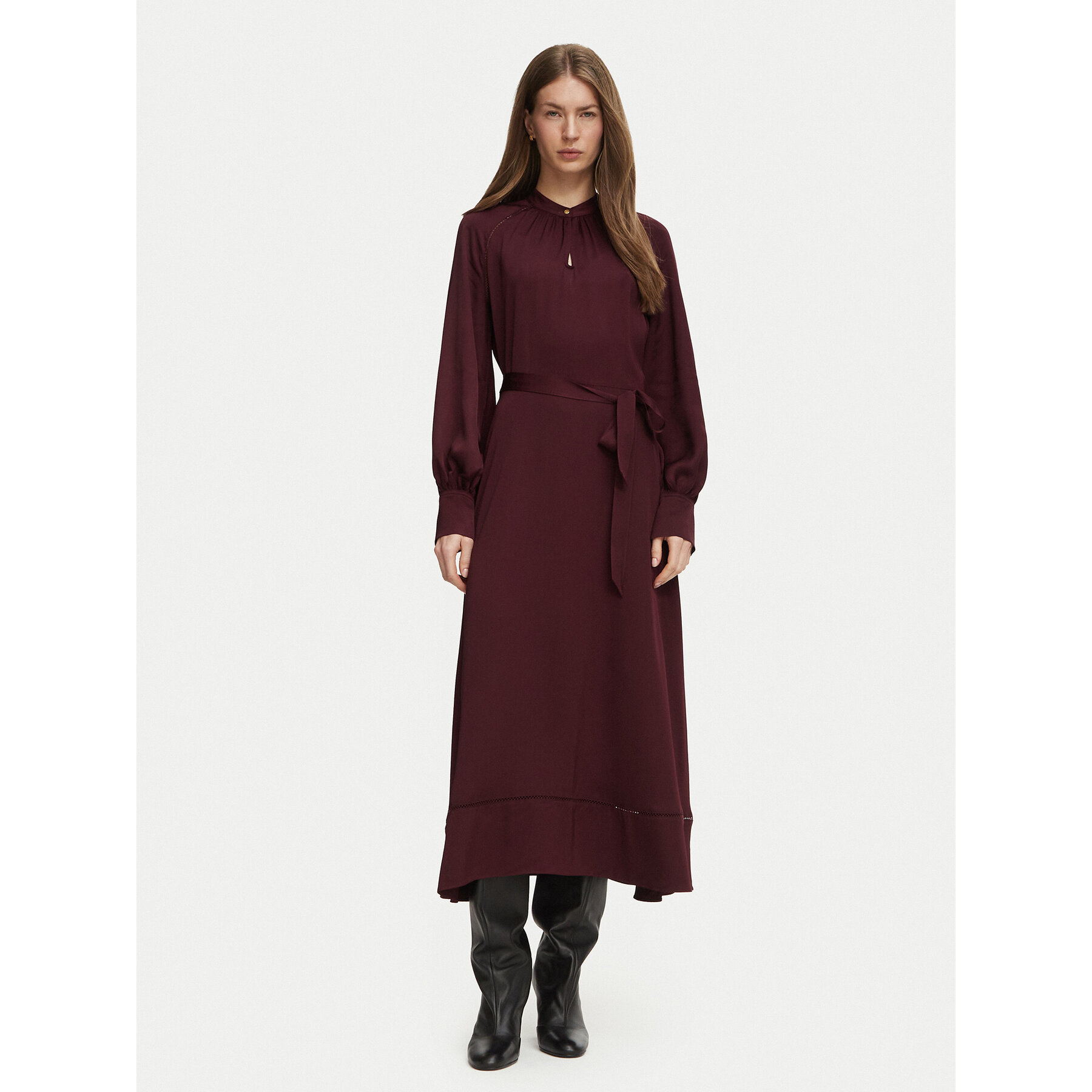 Tommy Hilfiger Kleid für den Alltag WW0WW51836 Dunkelrot A-Line Fit