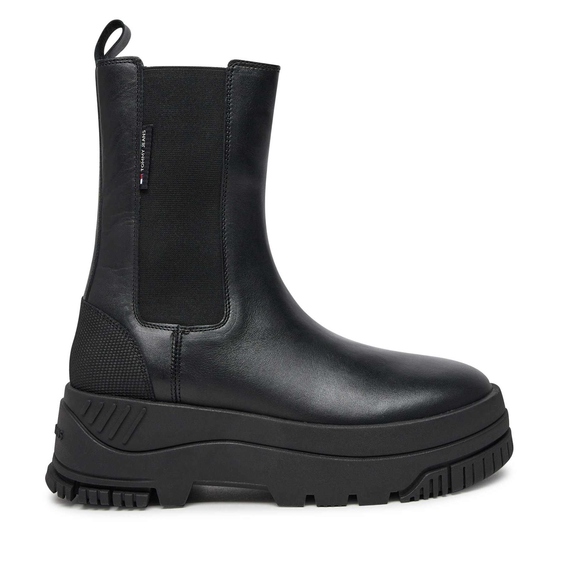 Členková obuv s elastickým prvkom Tommy Jeans Tjw Chelsea Flatform Boot EN0EN02597 Čierna