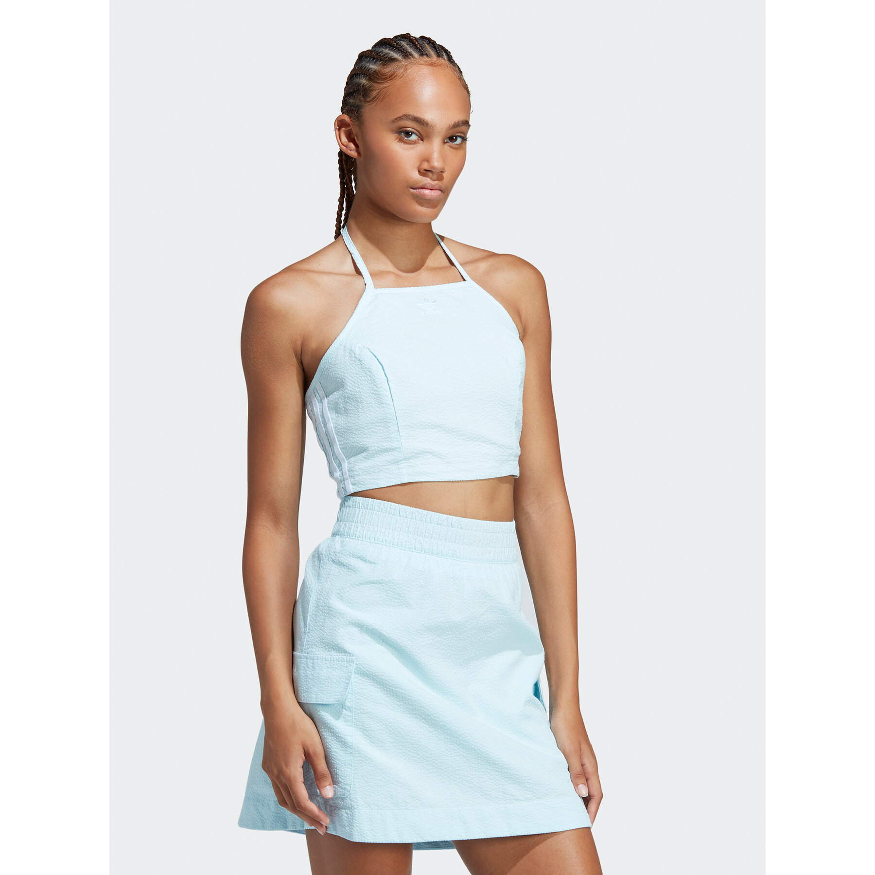 adidas Τοπ adicolor Classics Poplin HL9307 Γαλάζιο Slim Fit