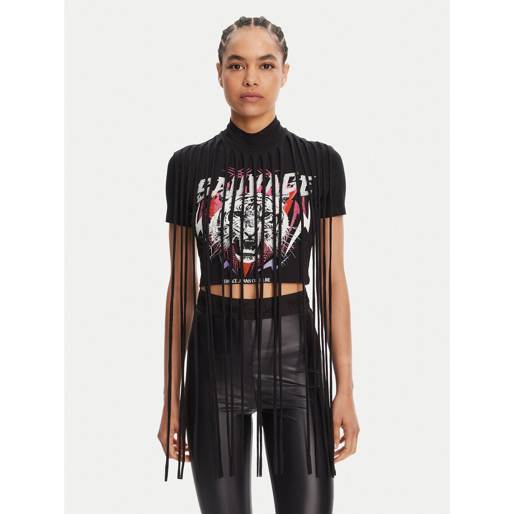 Versace Jeans Couture Póló 78HAHE01 Fekete Slim Fit