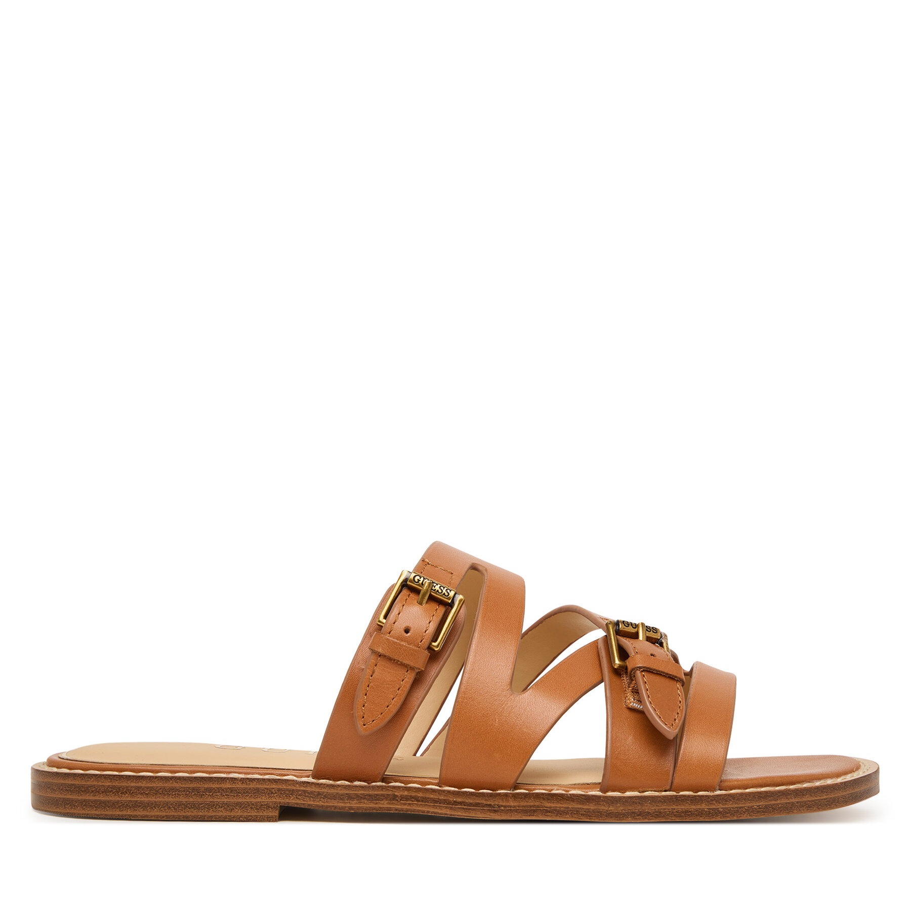 Šľapky Guess FLJGRY LEA03 Svetlo hnedá