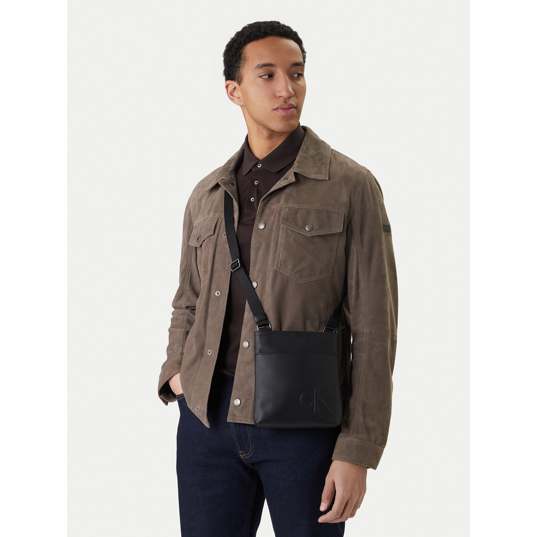 Torbica za okrog pasu Calvin Klein Bold Ck Flatpack LV04D3344G Črna
