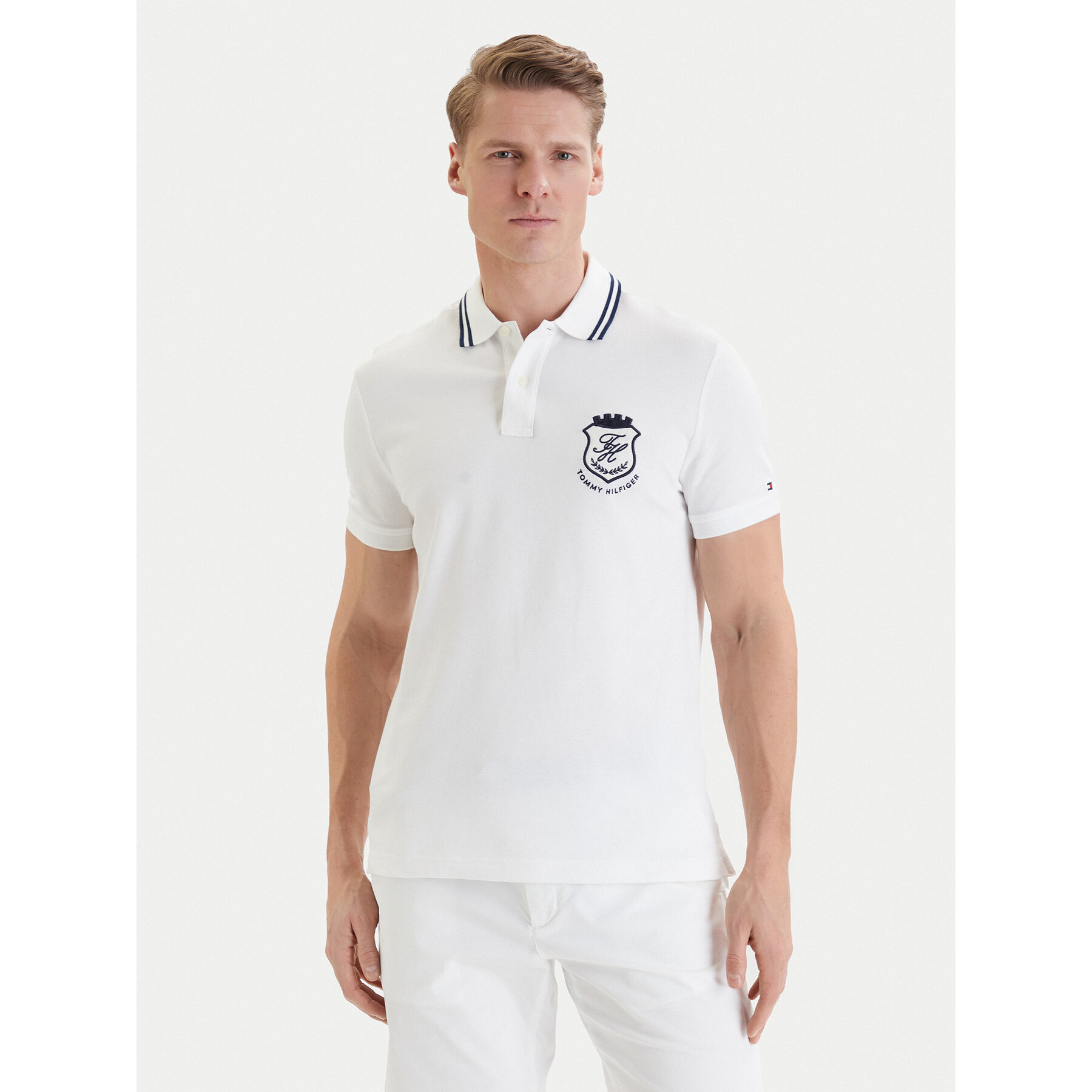 Tommy Hilfiger Poloshirt Badge MW0MW43061 Weiß Regular Fit