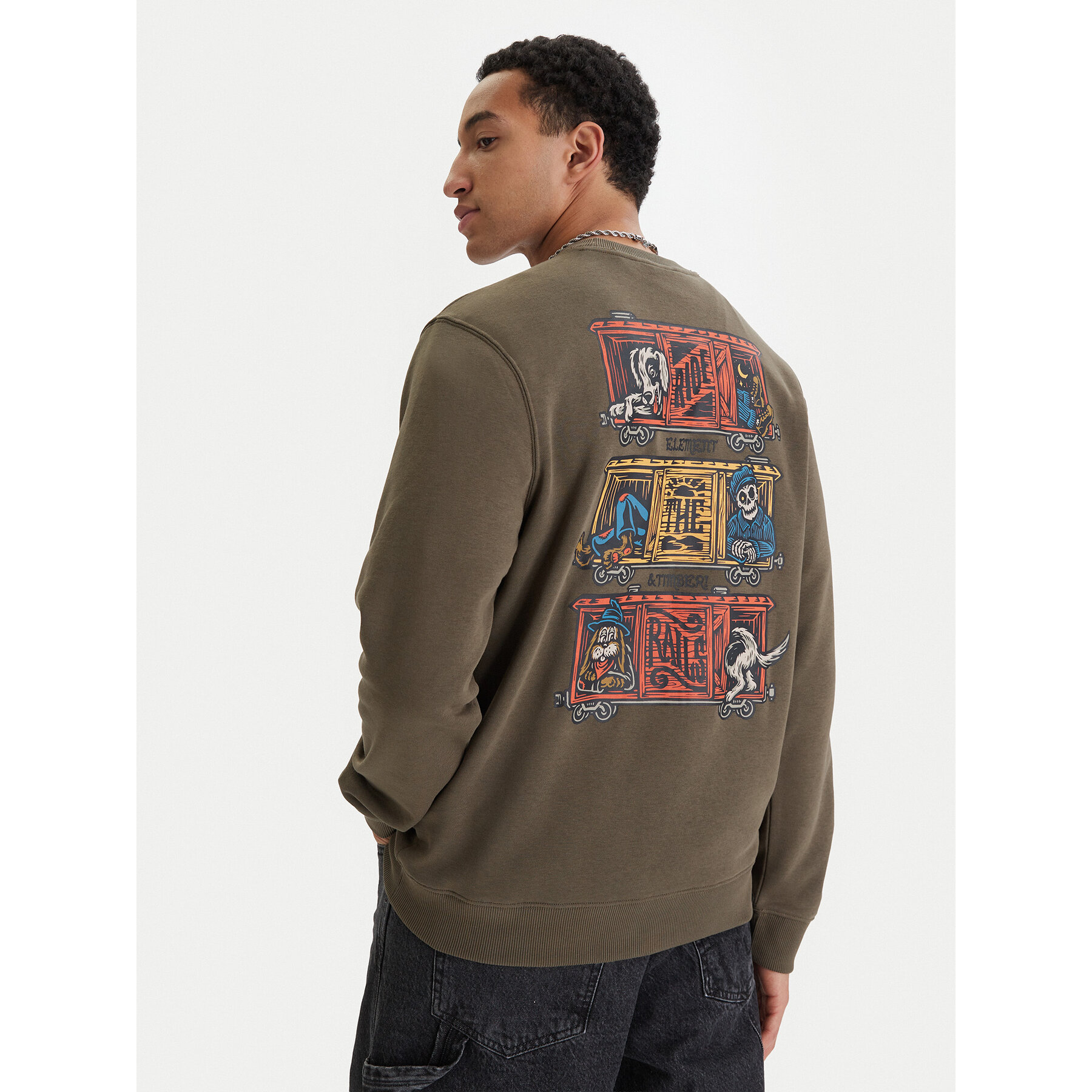 Element Sweatshirt Timber Boxcar Cr ELYSF00312 Khakifarben Regular Fit