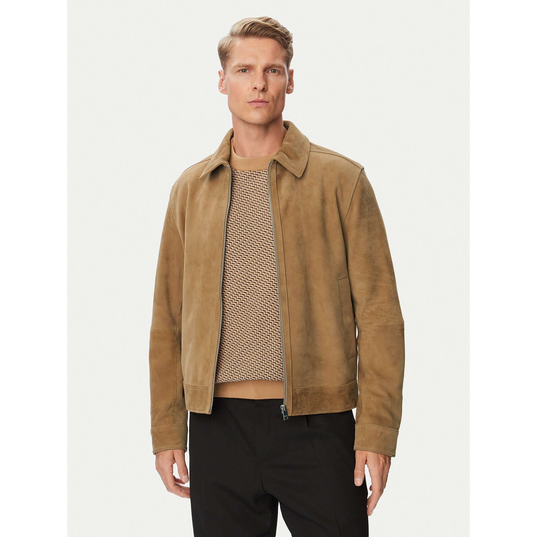 BOSS Lederjacke H-Malbano7 50563869 Dunkelbeige Regular Fit