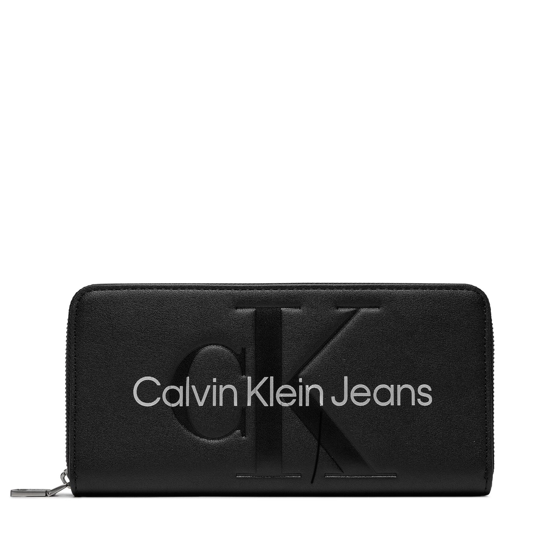 Veliki ženski novčanik Calvin Klein Jeans Sculpted Mono Zip Around Mono K60K607634 Black/Metallic Logo 0GL