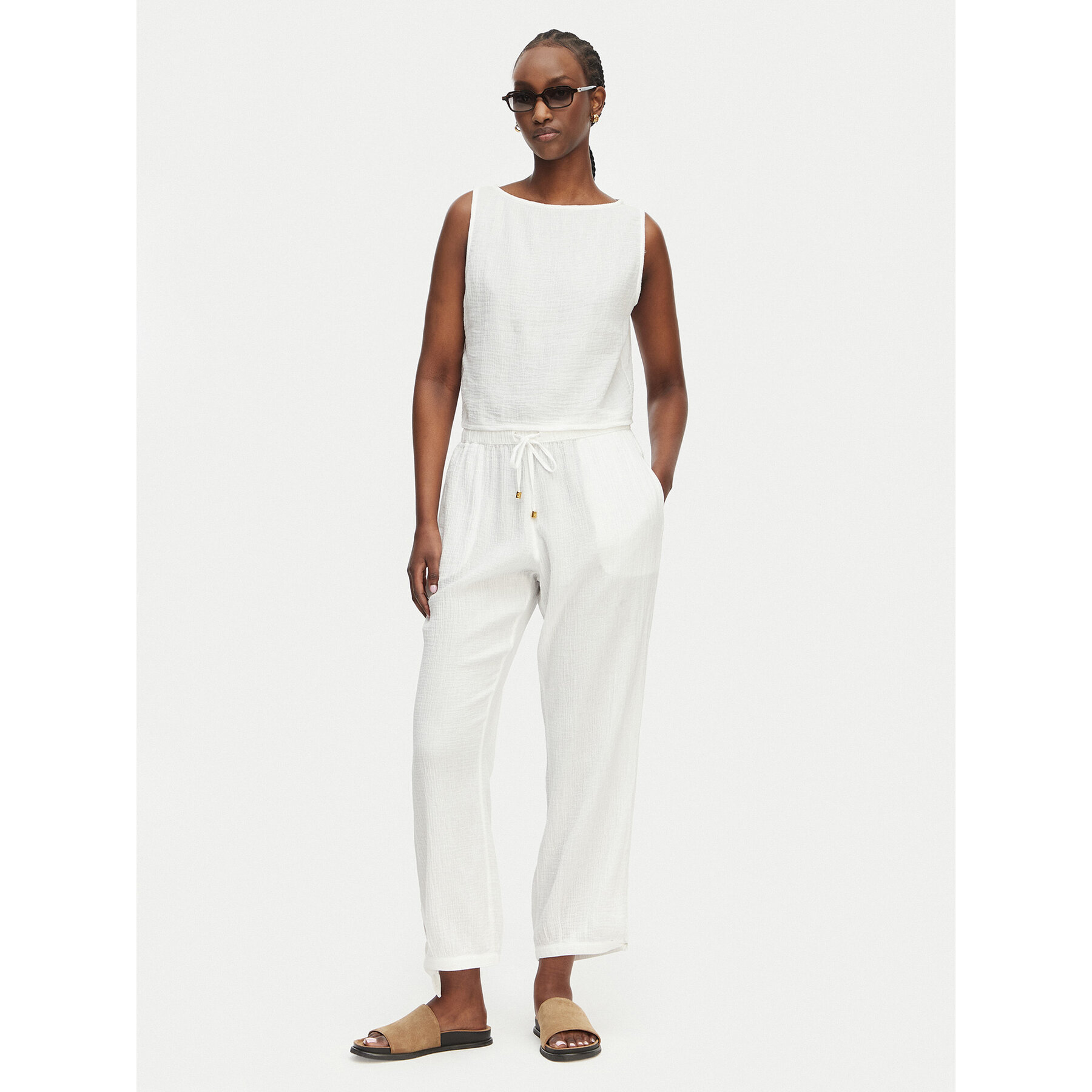 LAUREN RALPH LAUREN Set Top und Hose Double Gauze 20617192 Weiß Regular Fit
