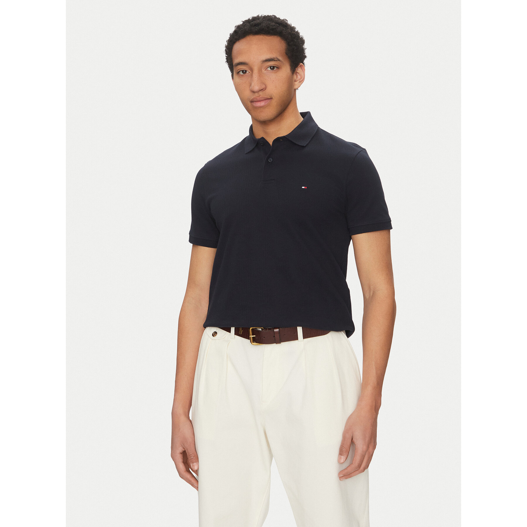 Tommy Hilfiger Polo majica Vertical MW0MW38951 Mornarsko modra Regular Fit