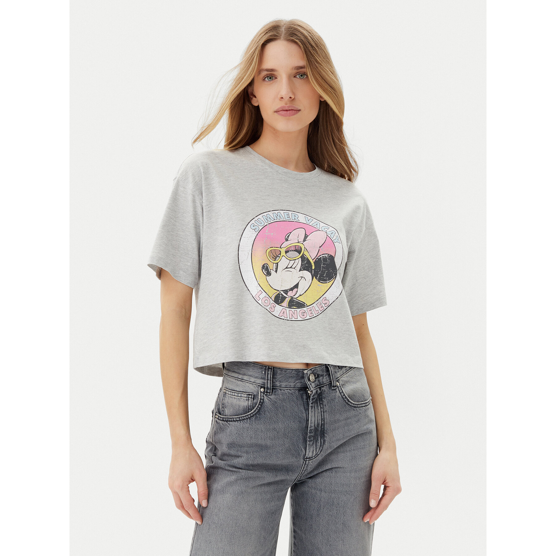 ONLY Marškinėliai Mickey Minnie 15348126 Pilka Regular Fit