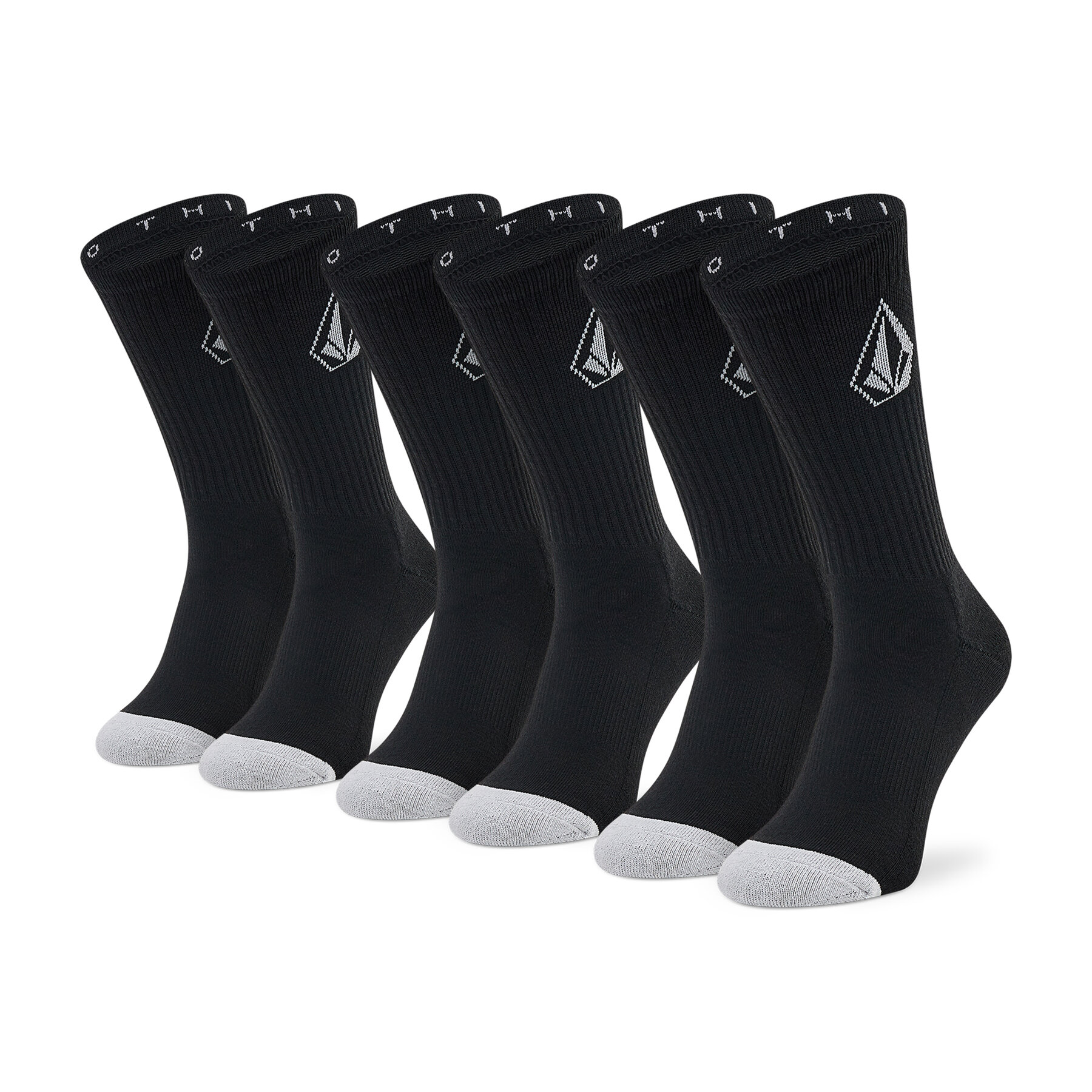 Set de 3 perechi de șosete lungi pentru bărbați Volcom Full Stone Sock D6302004 Black barbati imagine noua
