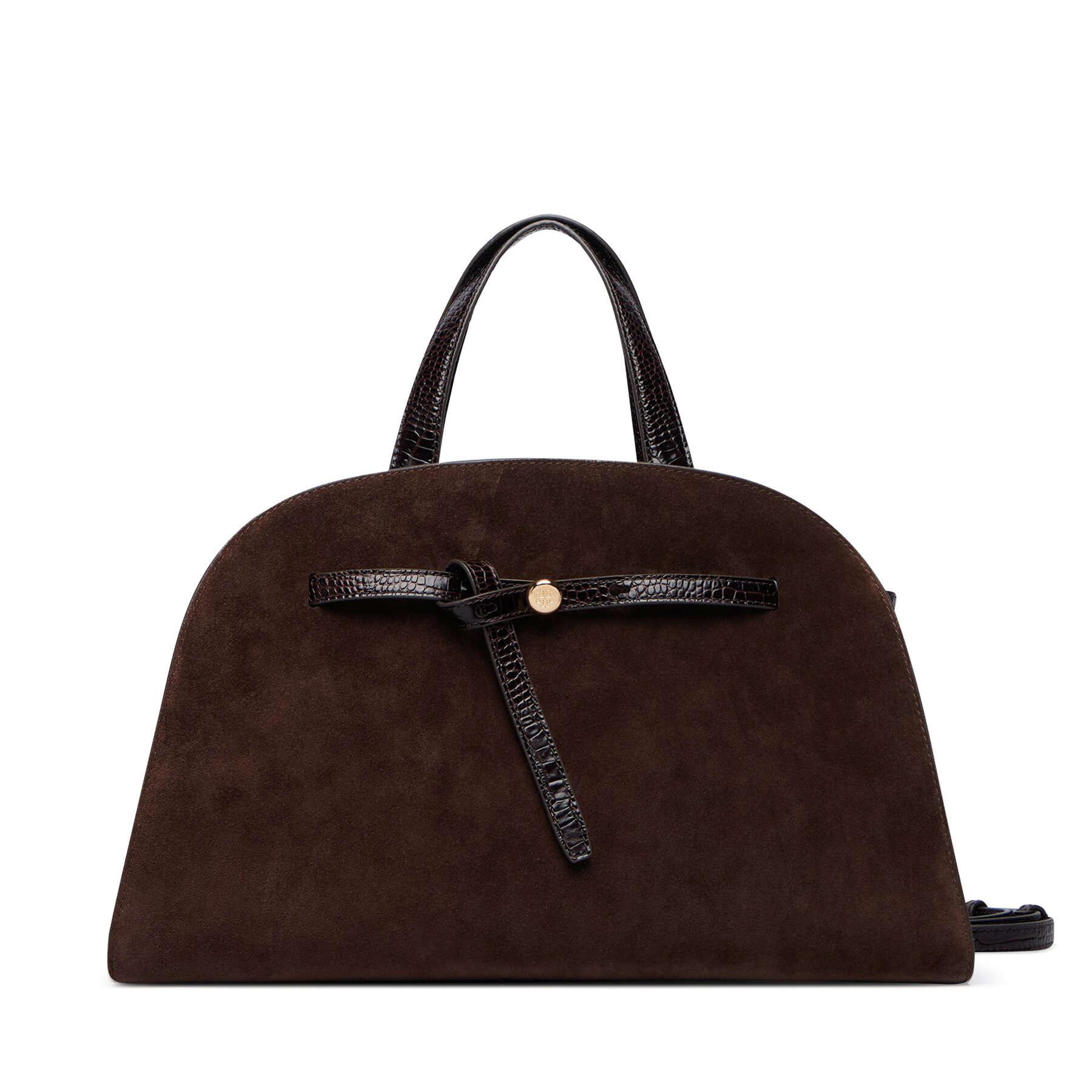 Дамска чанта Tory Burch Romy Suede Bauletto 183363 Тъмнокафяв