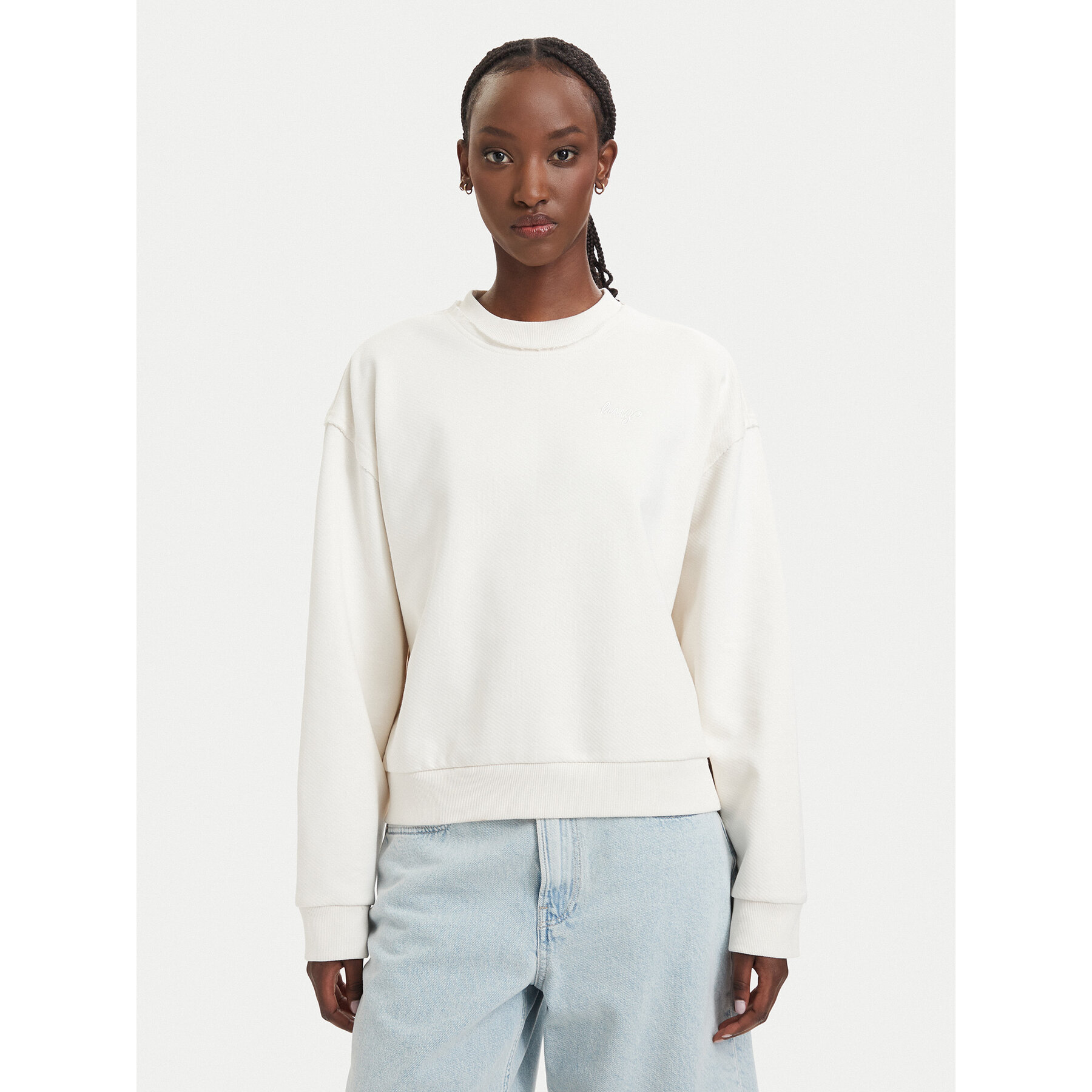 HUGO Sweatshirt Dismoolie B 50566506 Creme Relaxed Fit