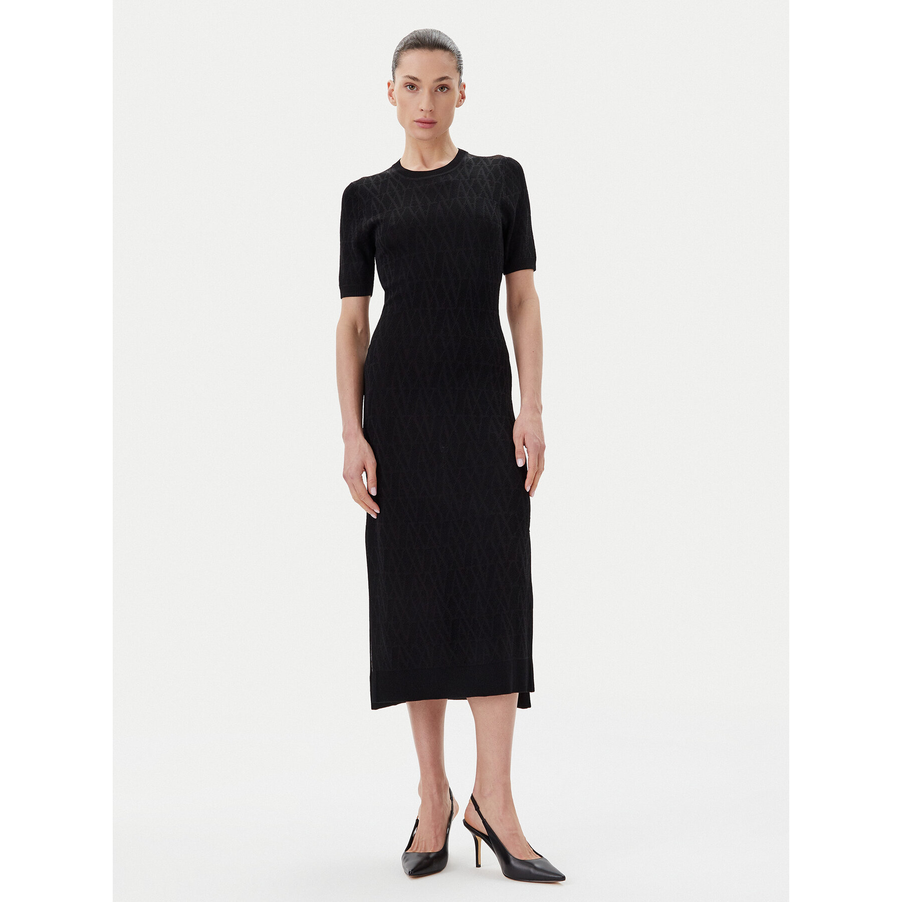 Armani Exchange Strickkleid XW000581 AF12875 FC043 Schwarz Slim Fit