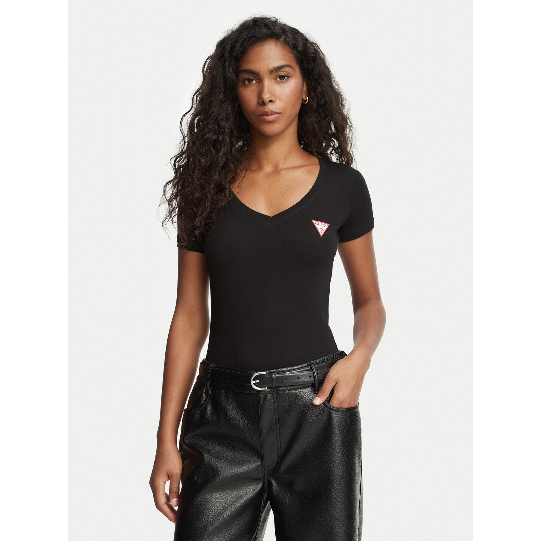 Guess Guess T-Shirt W2YI45 J1314 Μαύρο Slim Fit